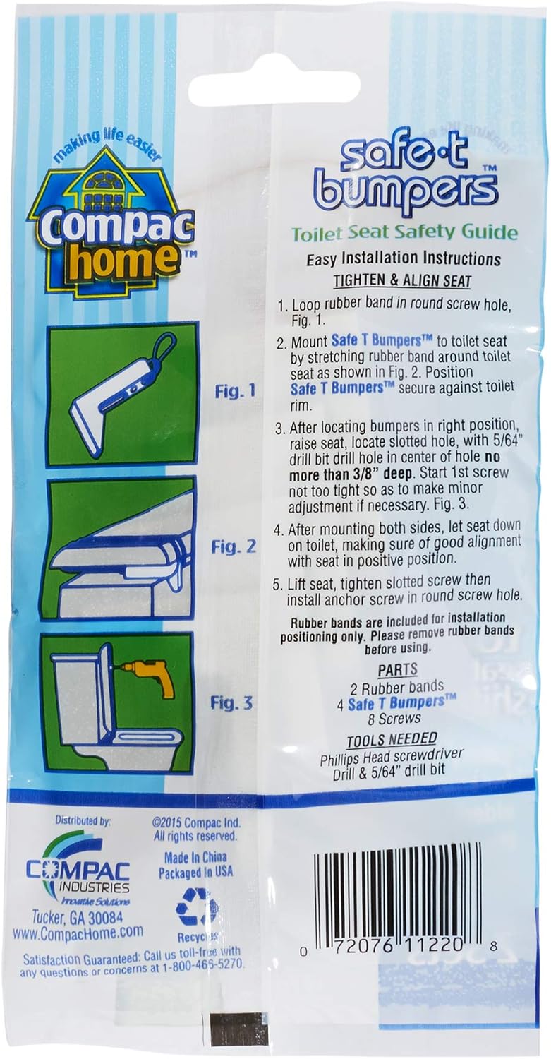COMPAC HOME Safe-T-Bumpers - Toilet Seat Stabilizers 2 Count White