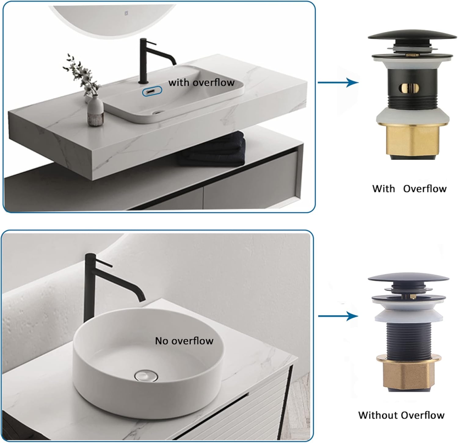 Rockgoya Matte Black Pop Up Sink Drain
