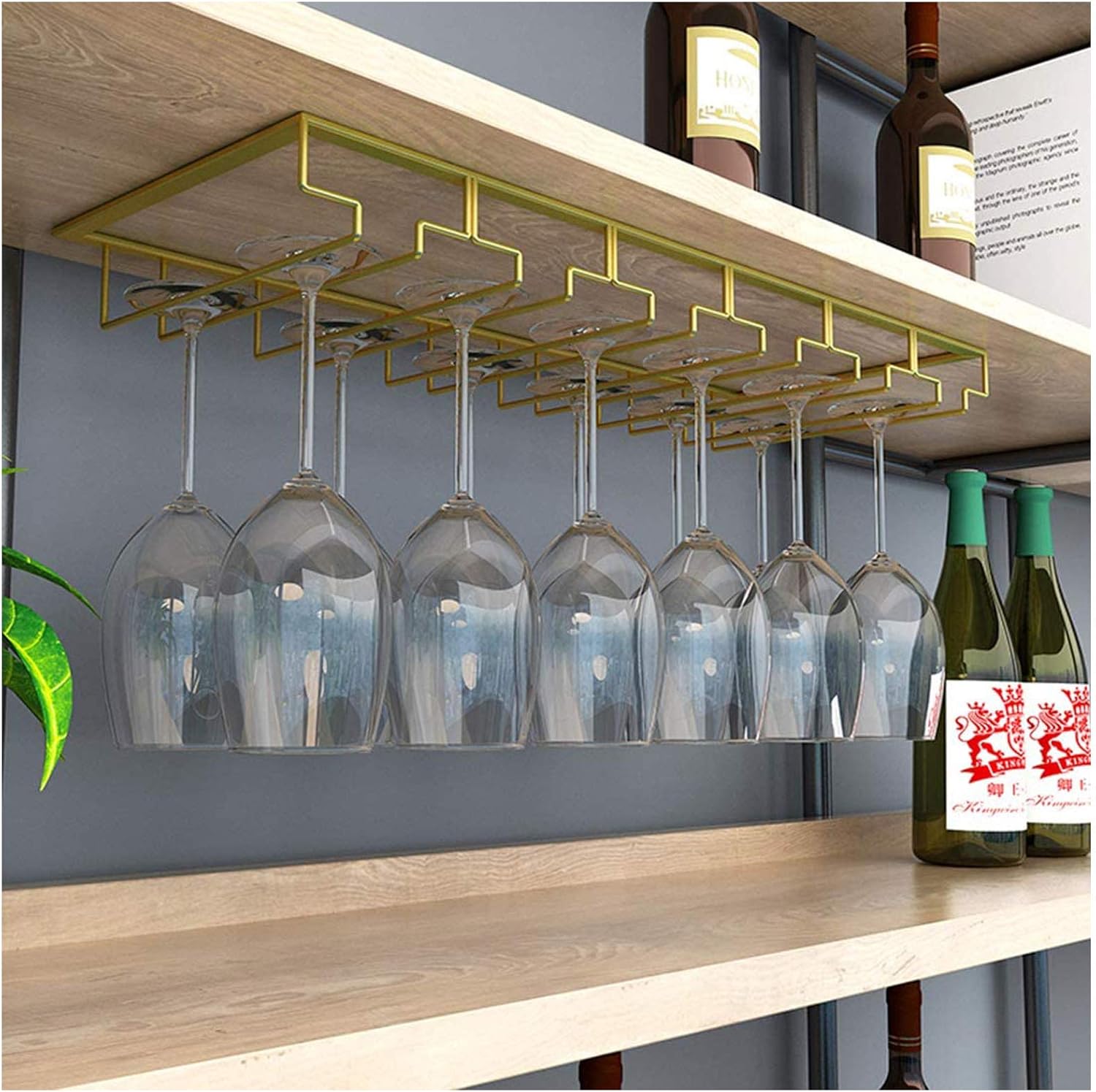 Upside Down Goblet Stemware Racks - Wall-Mounted Metal Wine Holder