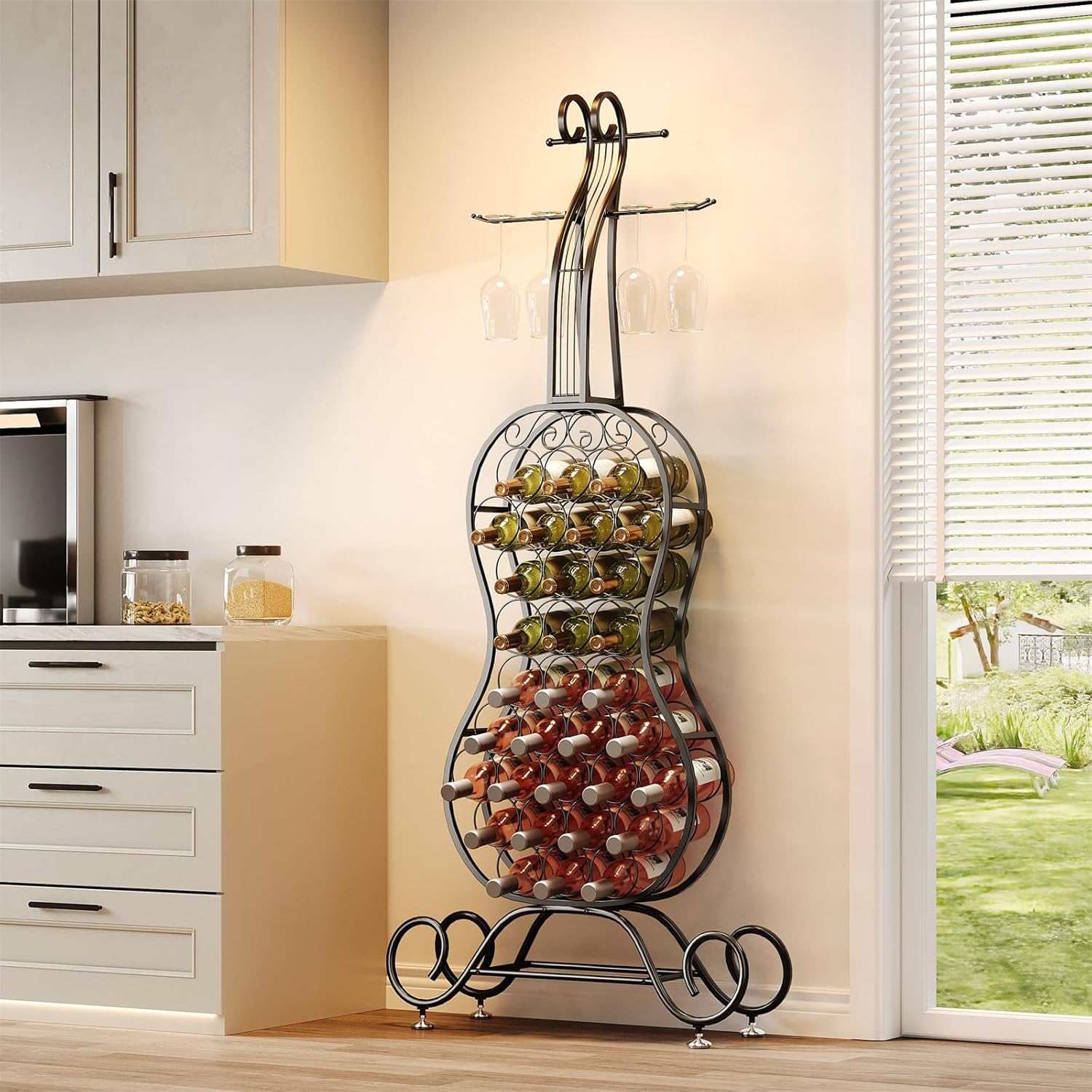 HavenlyYouth Freestanding Wine Rack for 32 Bottles