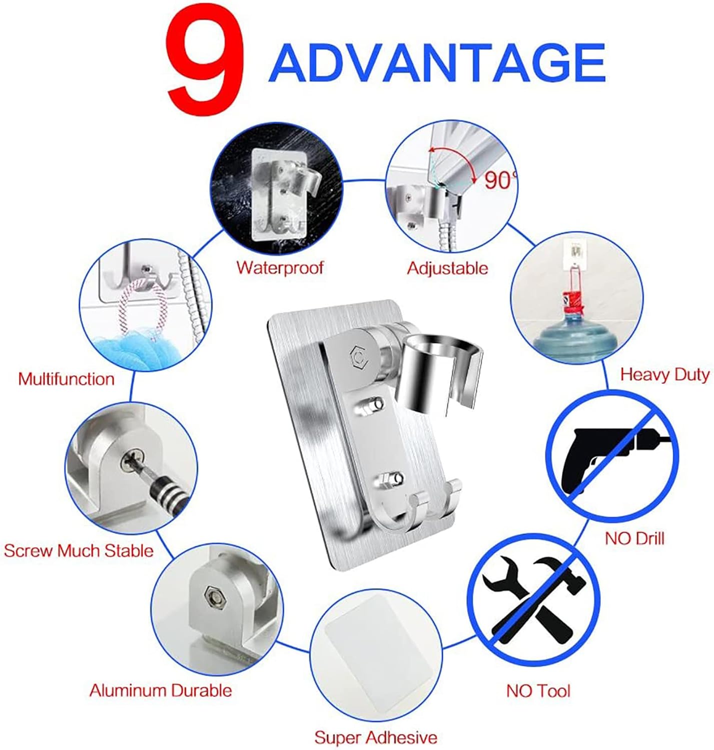 CACASO Adjustable Shower Head Holder with 2 Hangers