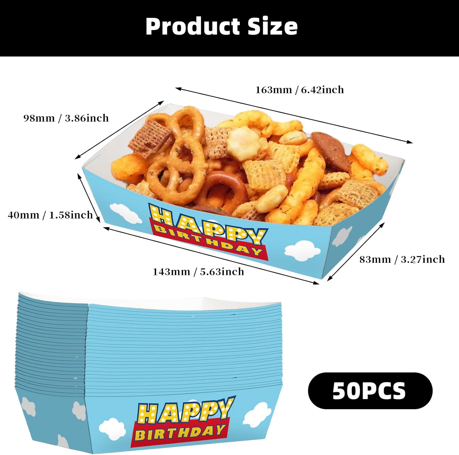 KERINGO 50 Pack Toy Inspired Story Food Trays 3Lb