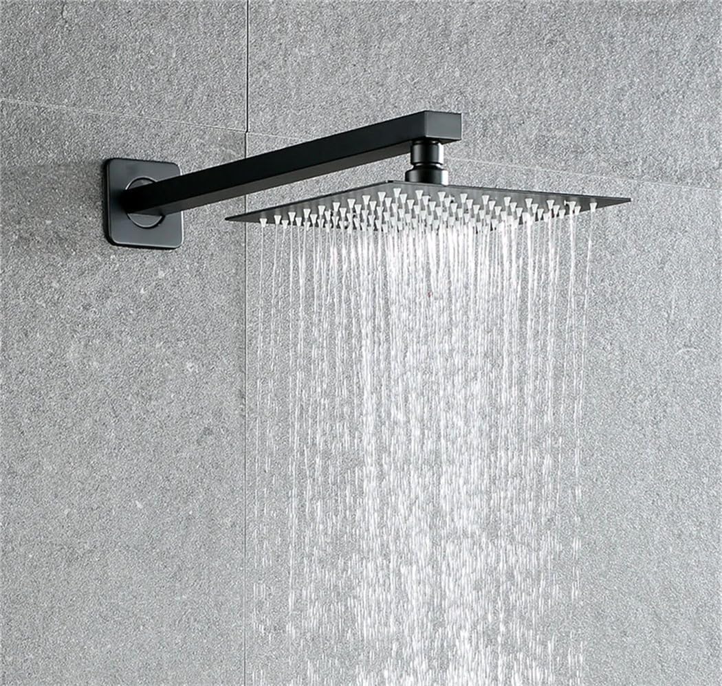 Black Round Square Shower Arm G12 Threaded Extension Holder