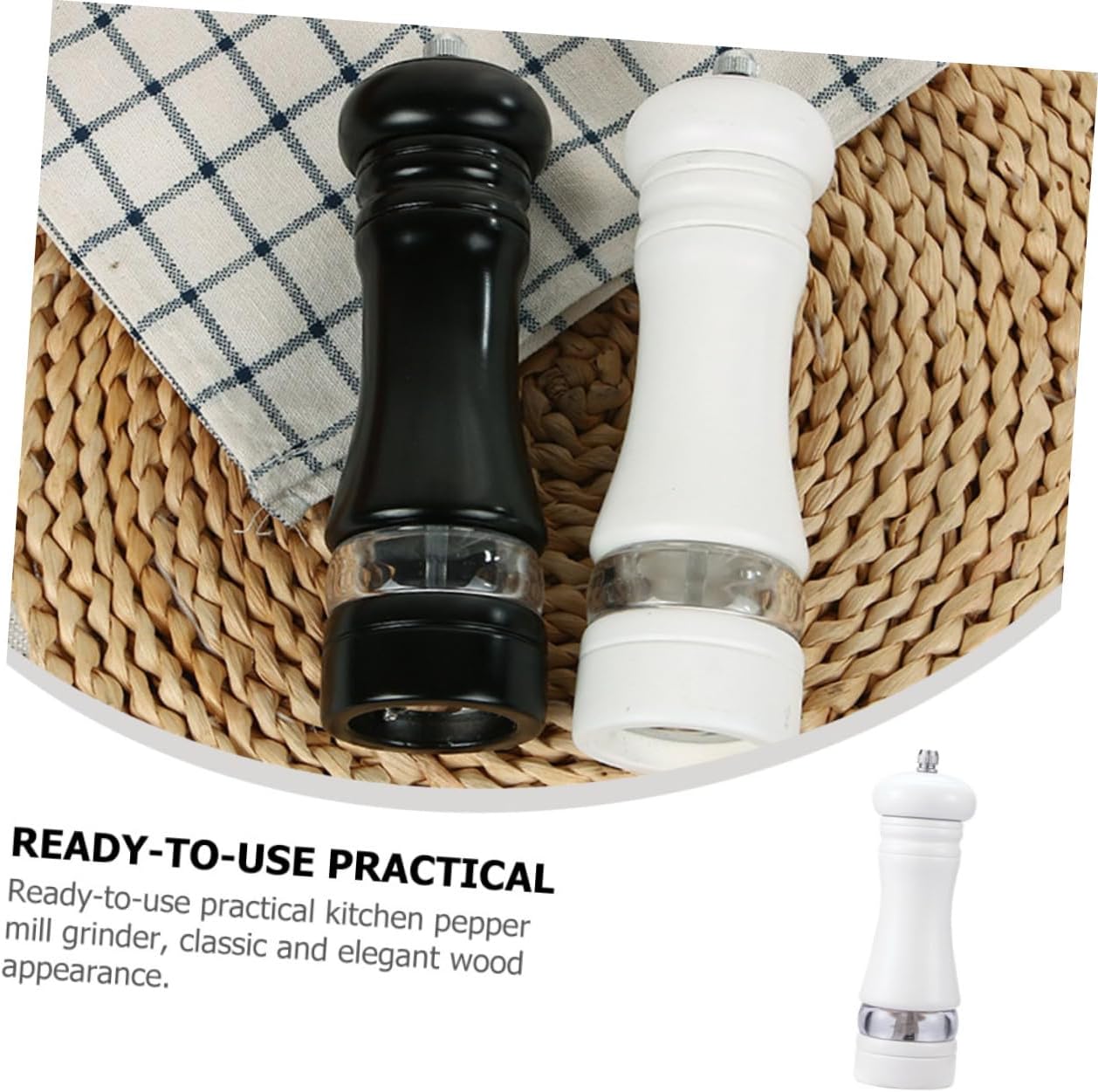 KICHOUSE Refillable Salt and Pepper Shaker Set 6 Inches Wooden 1