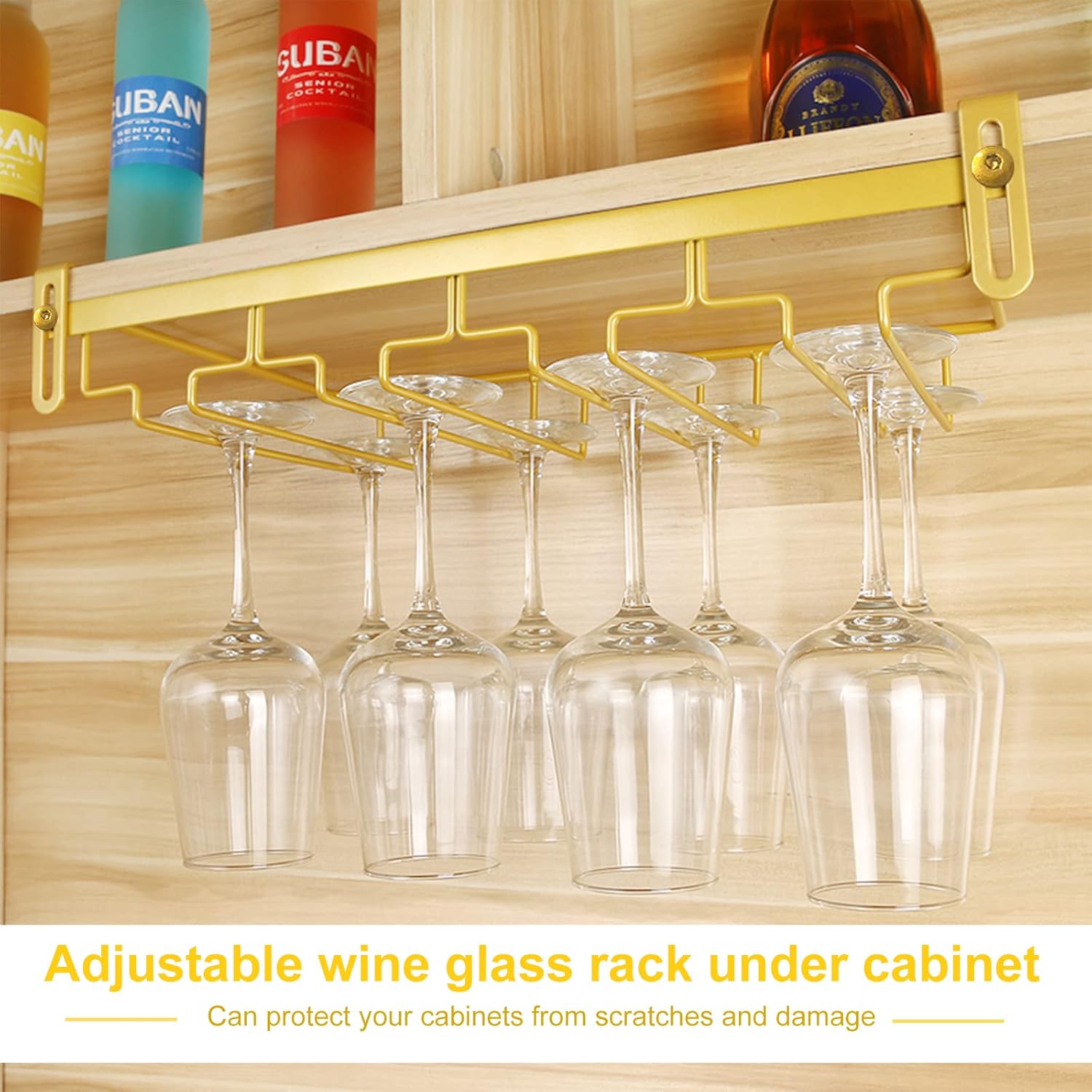 AUHOKY Adjustable Wine Glass Holder Under Cabinet