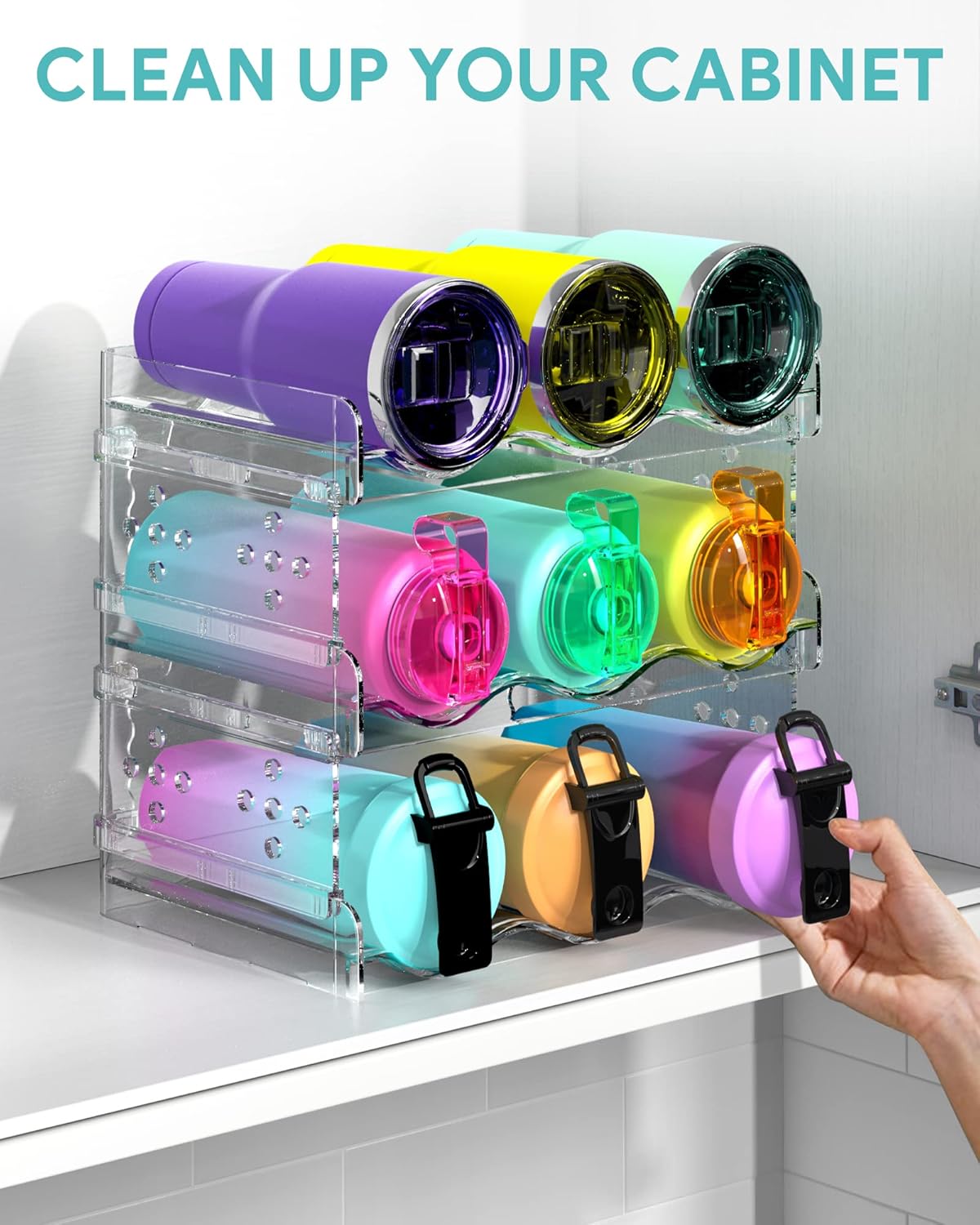 Areforic 3 Pack Stackable Water Bottle Organizer 1