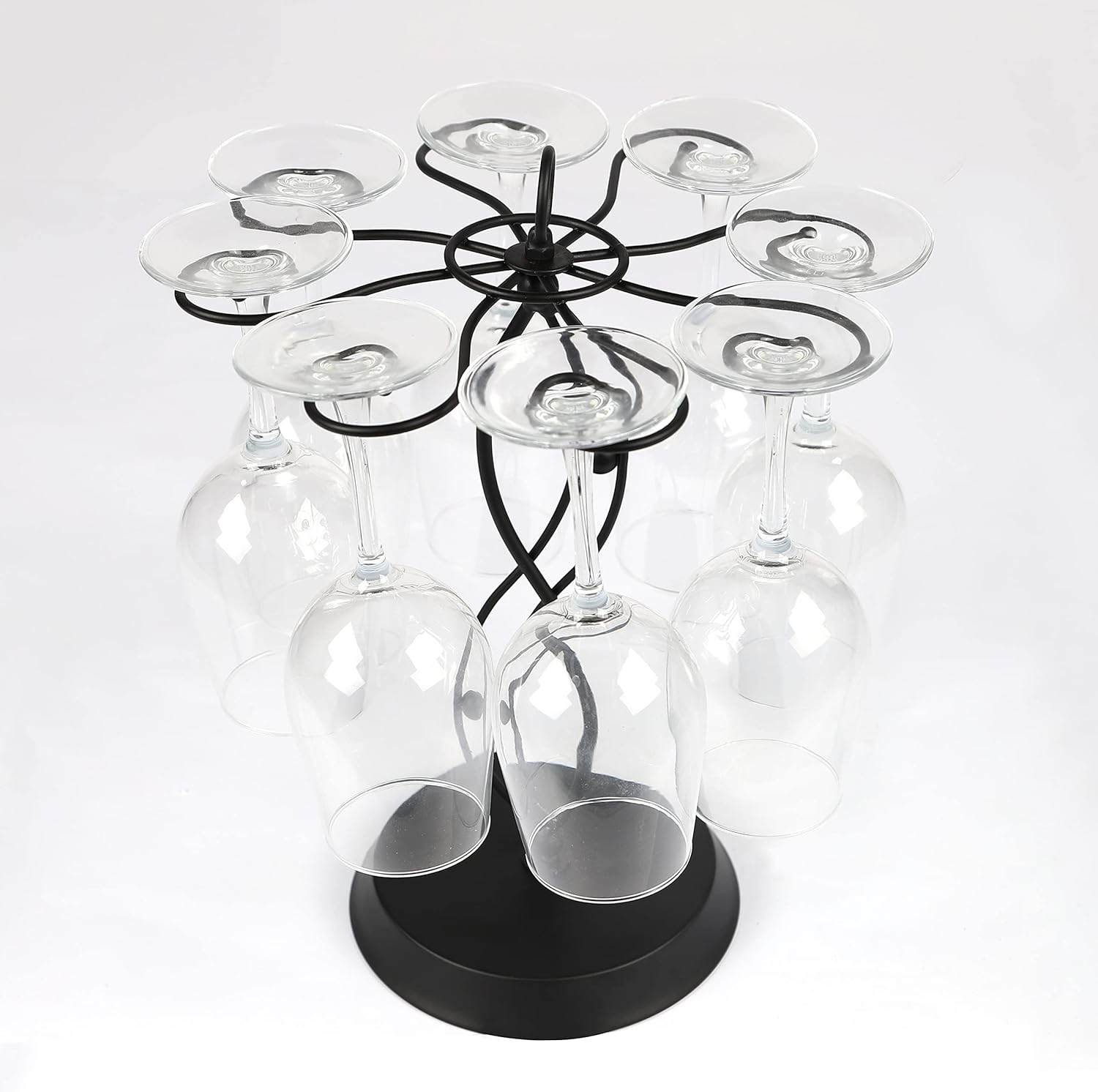 HomeRoots 8-Wine Glass Holder Stainless Steel Freestanding Rack for Wine Glasses