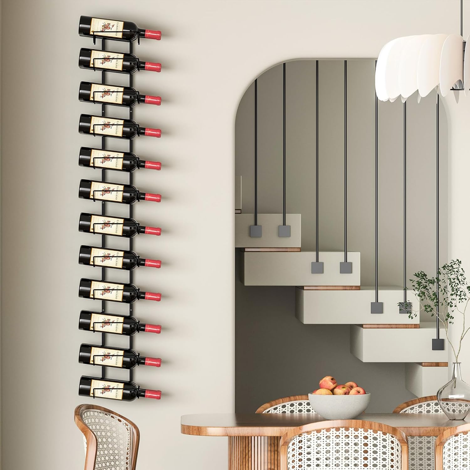 JKsmart 24 Bottles Wall Wine Rack - Matte Black Adjustable