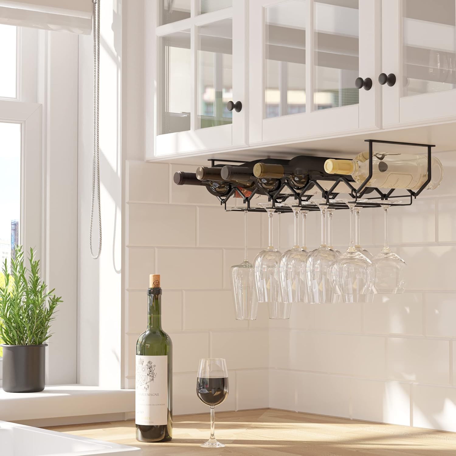 Wallniture Piccola Under Cabinet Wine Glass Holder