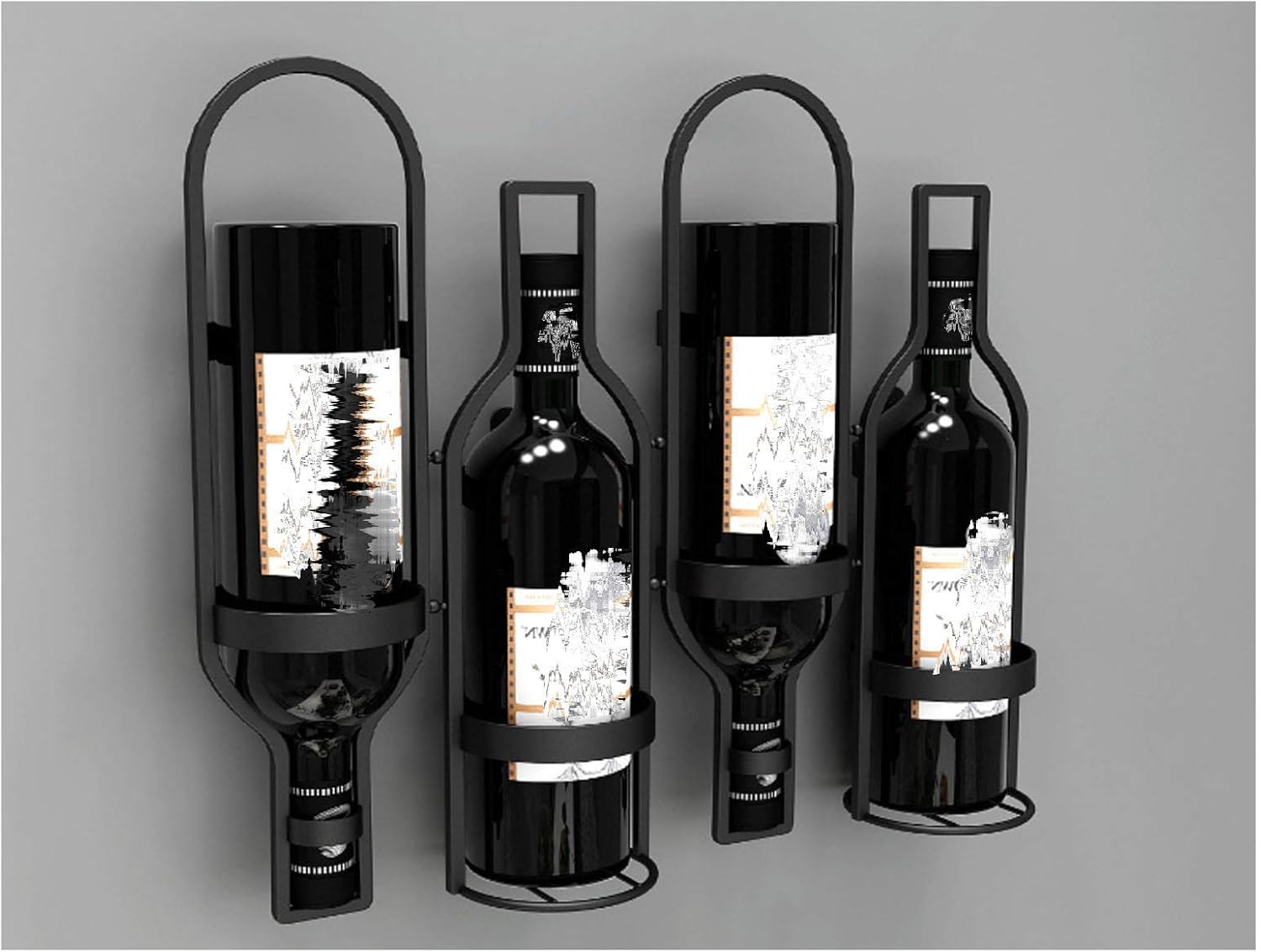 Wall Mounted Wine Holder Metal Rack - Modern Home Decor