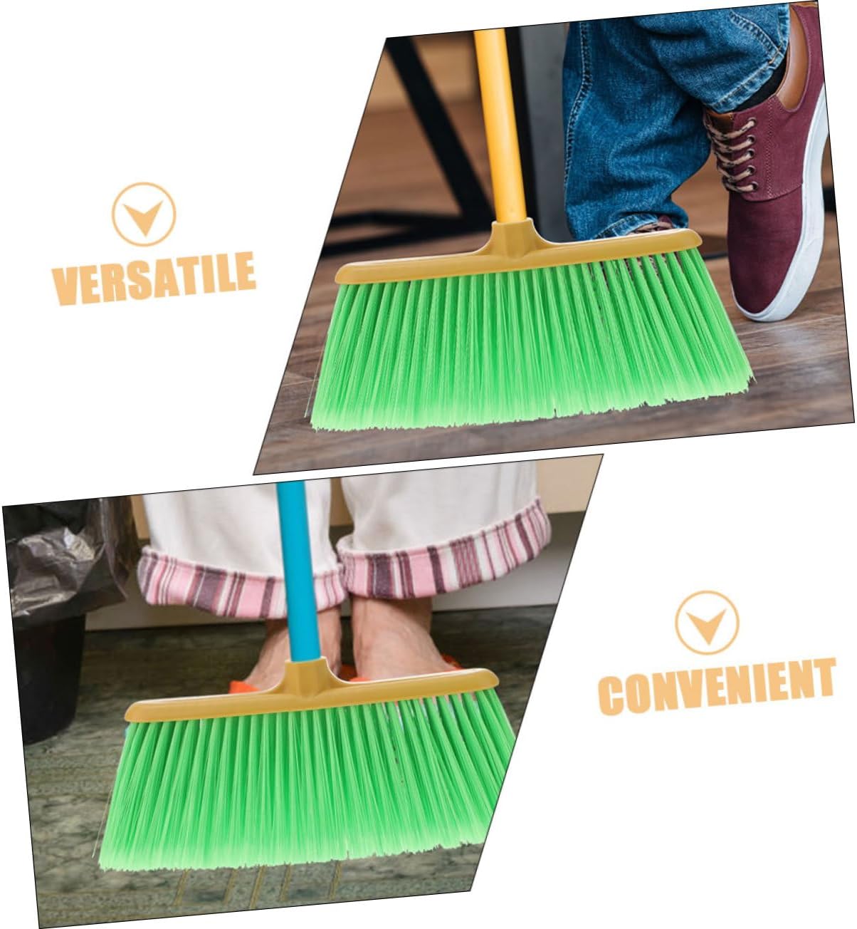 2pcs Durable Plastic Broom Head Refill Green