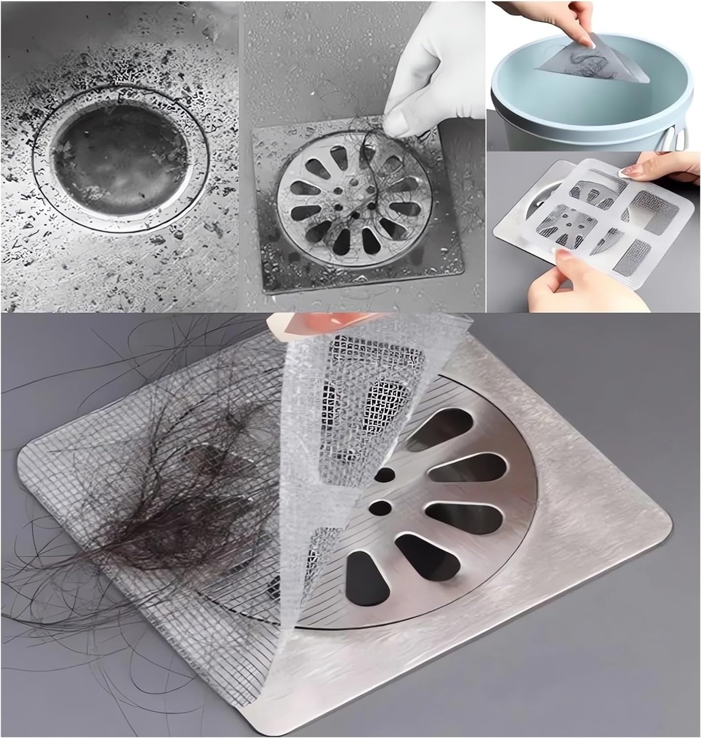GYLCTOM Disposable Shower Drain Hair Catcher Sticker 30PC
