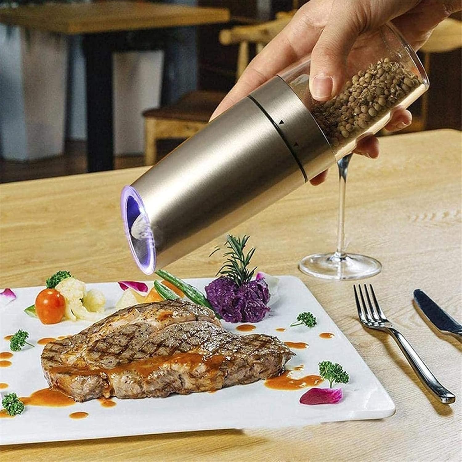Electric Salt and Pepper Grinder Set with Gravity Sensor