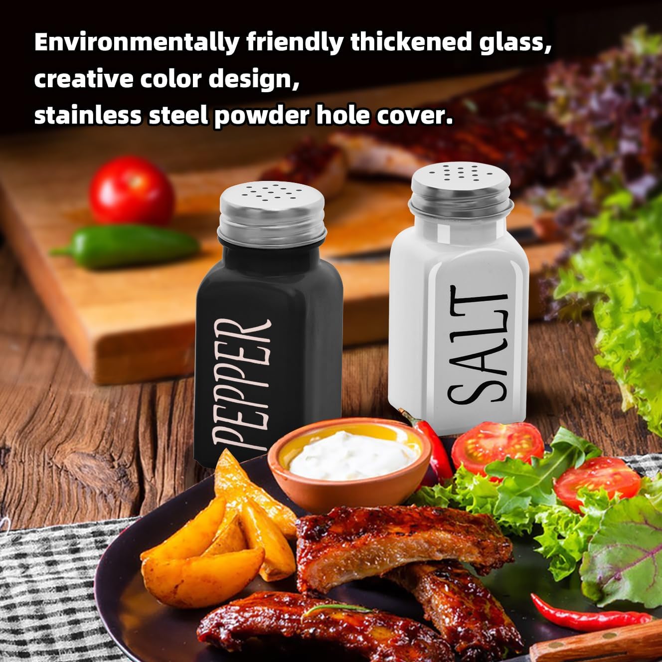 Cute Glass Salt Pepper Shakers Set 2pcs