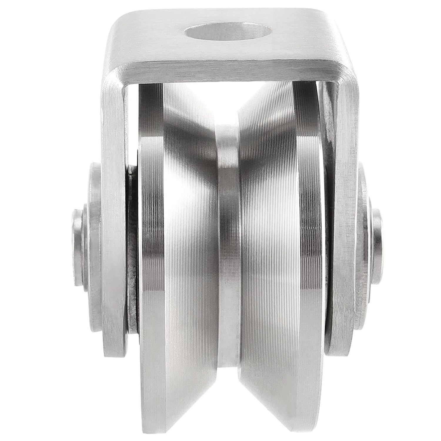 PINGEUI 2 Pack 3 Inch Stainless Steel V Groove Caster with Bracket