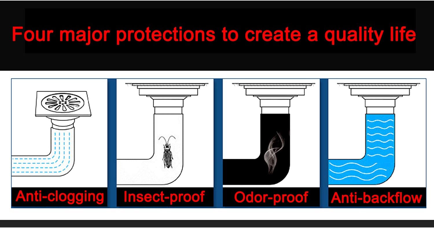 Antrader Odor-Proof Floor Drain with Matte Black Strainer