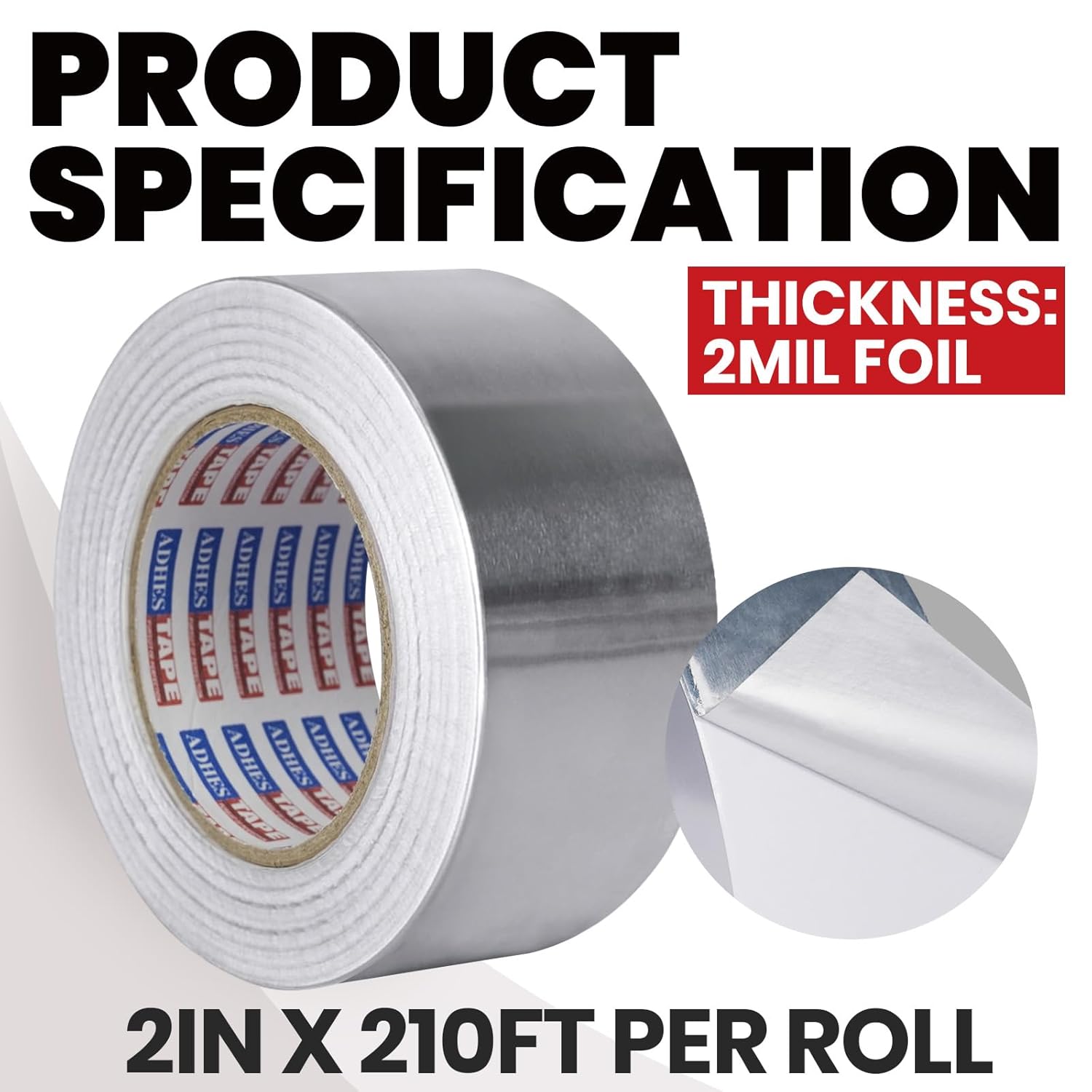 ADHES Heavy Duty Aluminum Foil Tape 2 Inch x 210 Feet
