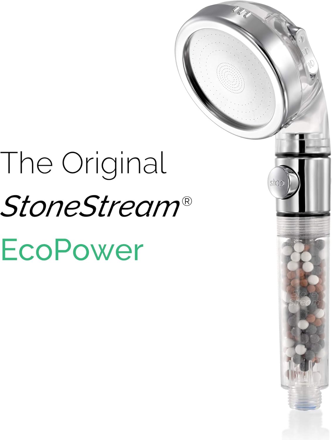 StoneStream EcoPower Handheld Shower Head with 3 Spray Settings