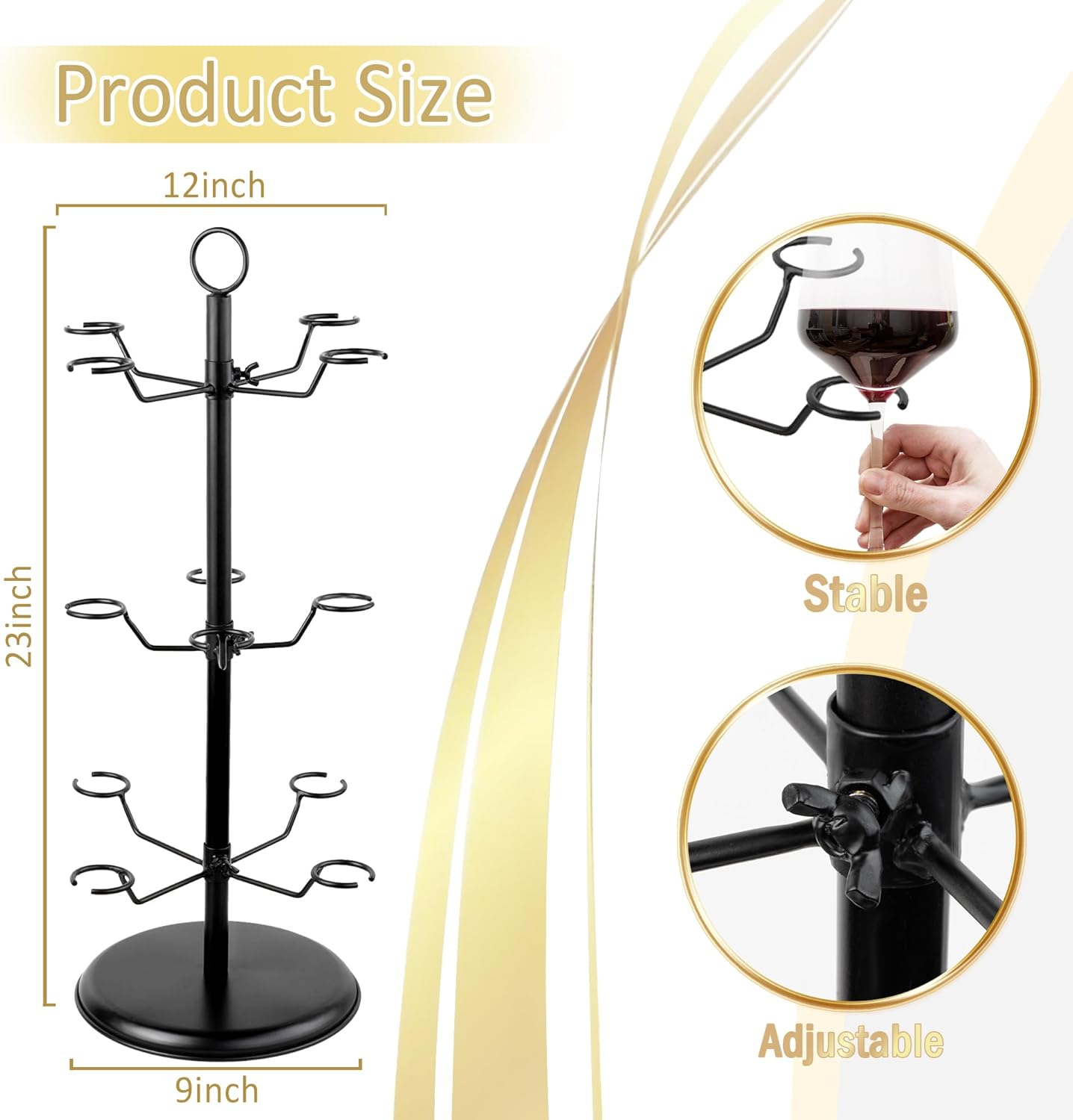 AQAREA Champagne Tower Stemware Racks 3 Tier 12 Holders