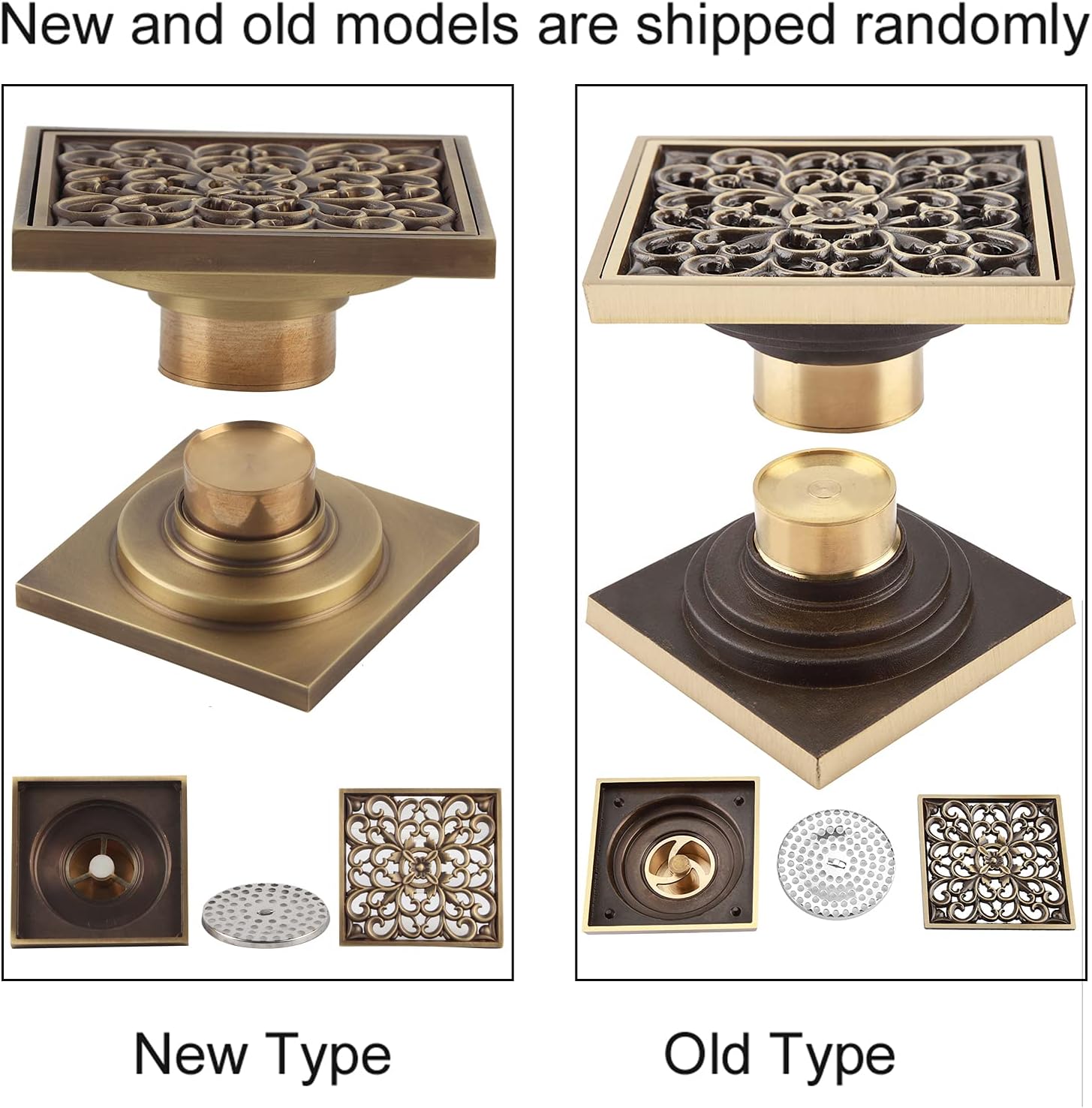 ViaGasaFamido Antique Brass Square Floor Drain 10cm