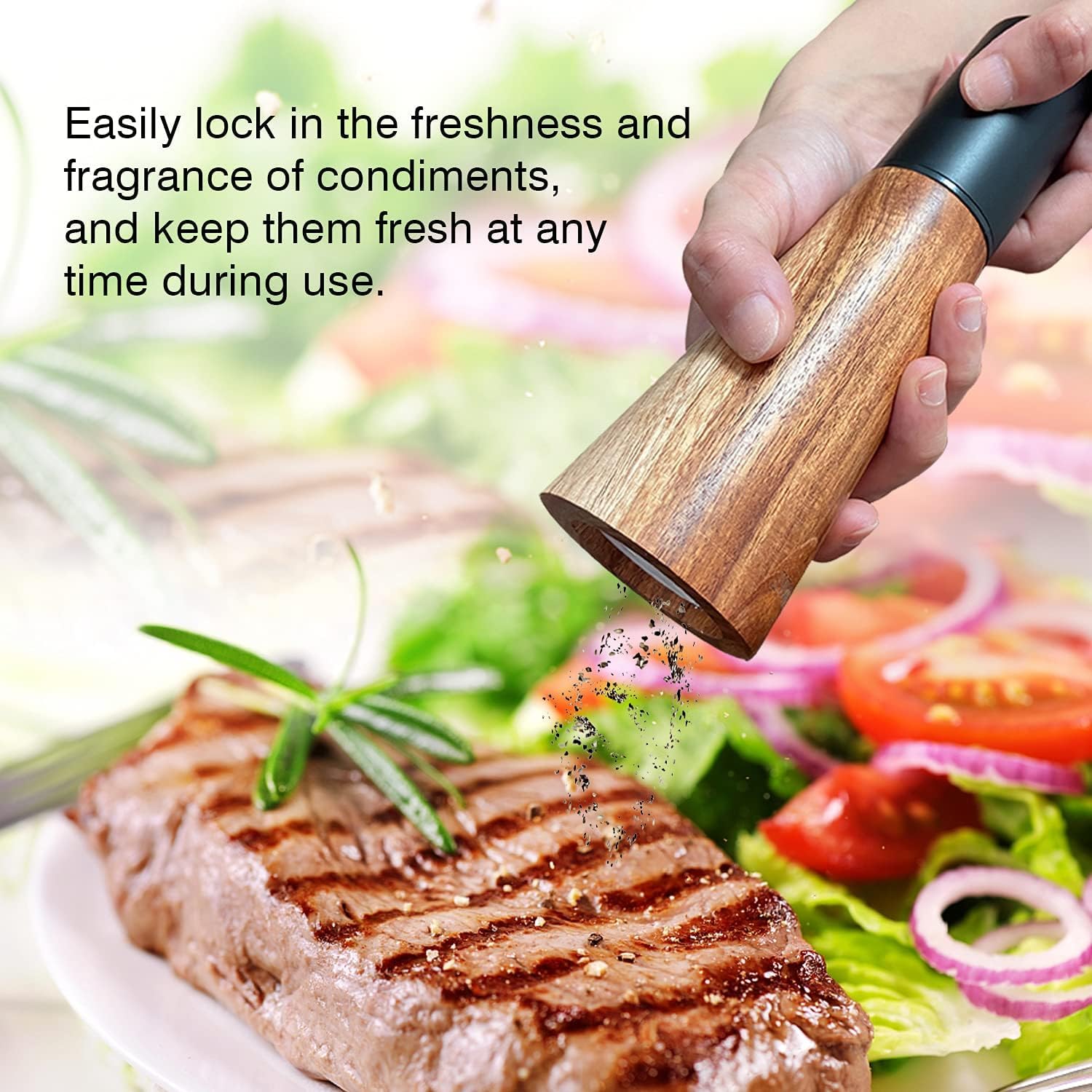 SMNVL Wood Salt Pepper Grinder Set 2 Pack