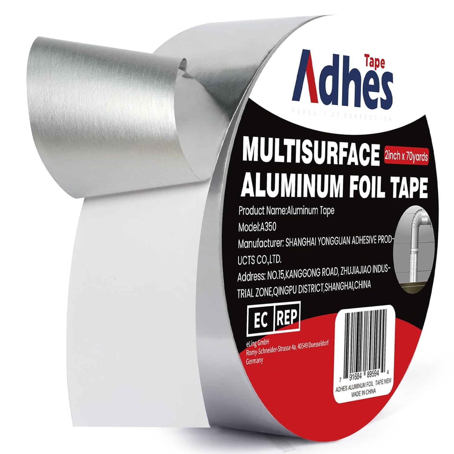 ADHES Heavy Duty Aluminum Foil Tape 2 Inch x 210 Feet