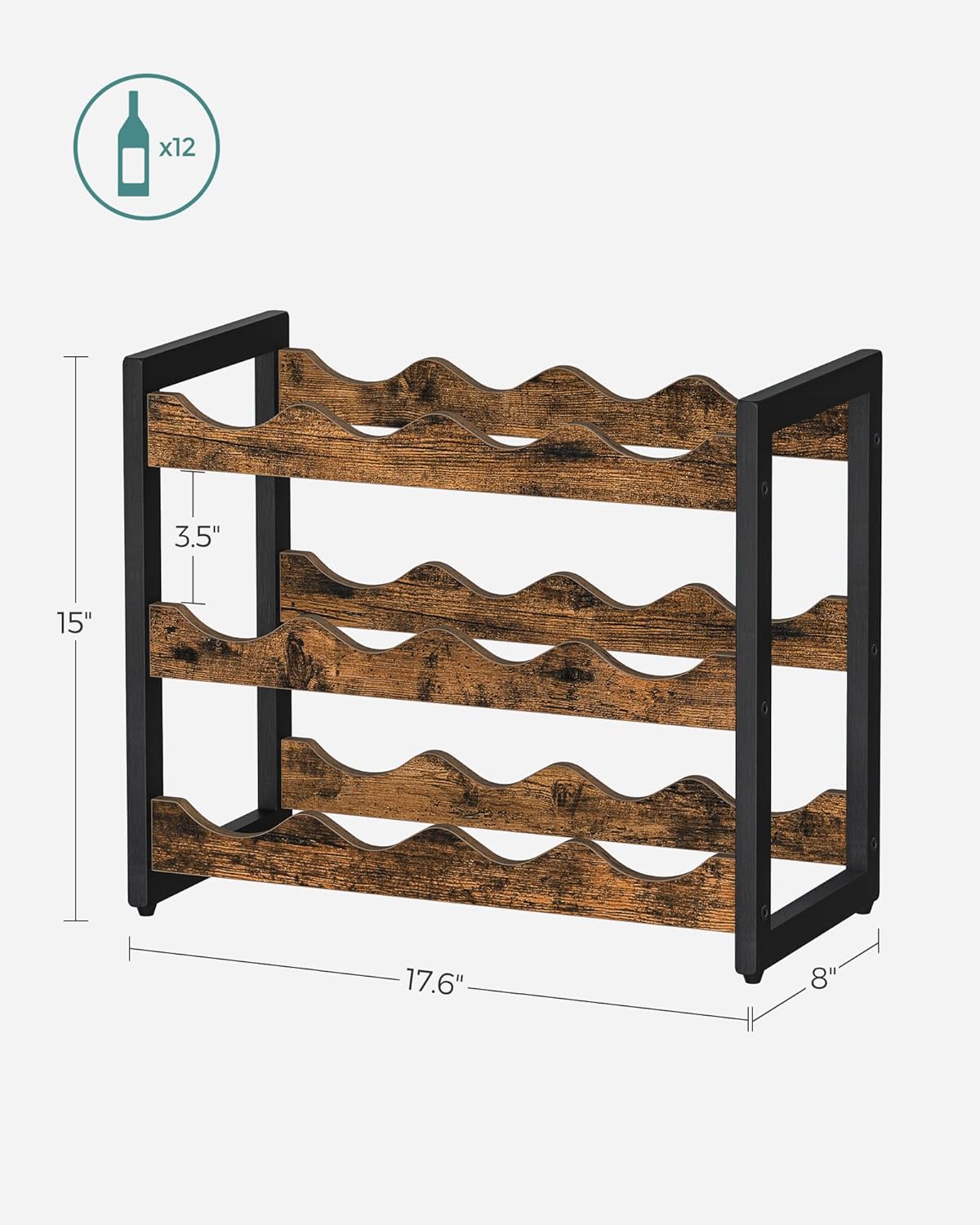 SONGMICS Tabletop Wine Rack 3 Tier 12 Bottle Storage
