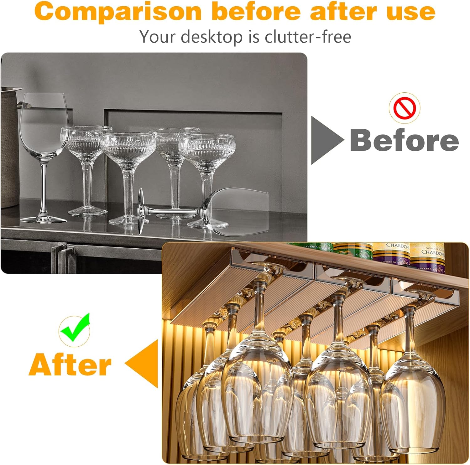 DESONAUT 2 Pcs Wine Glass Holder Stemware Rack