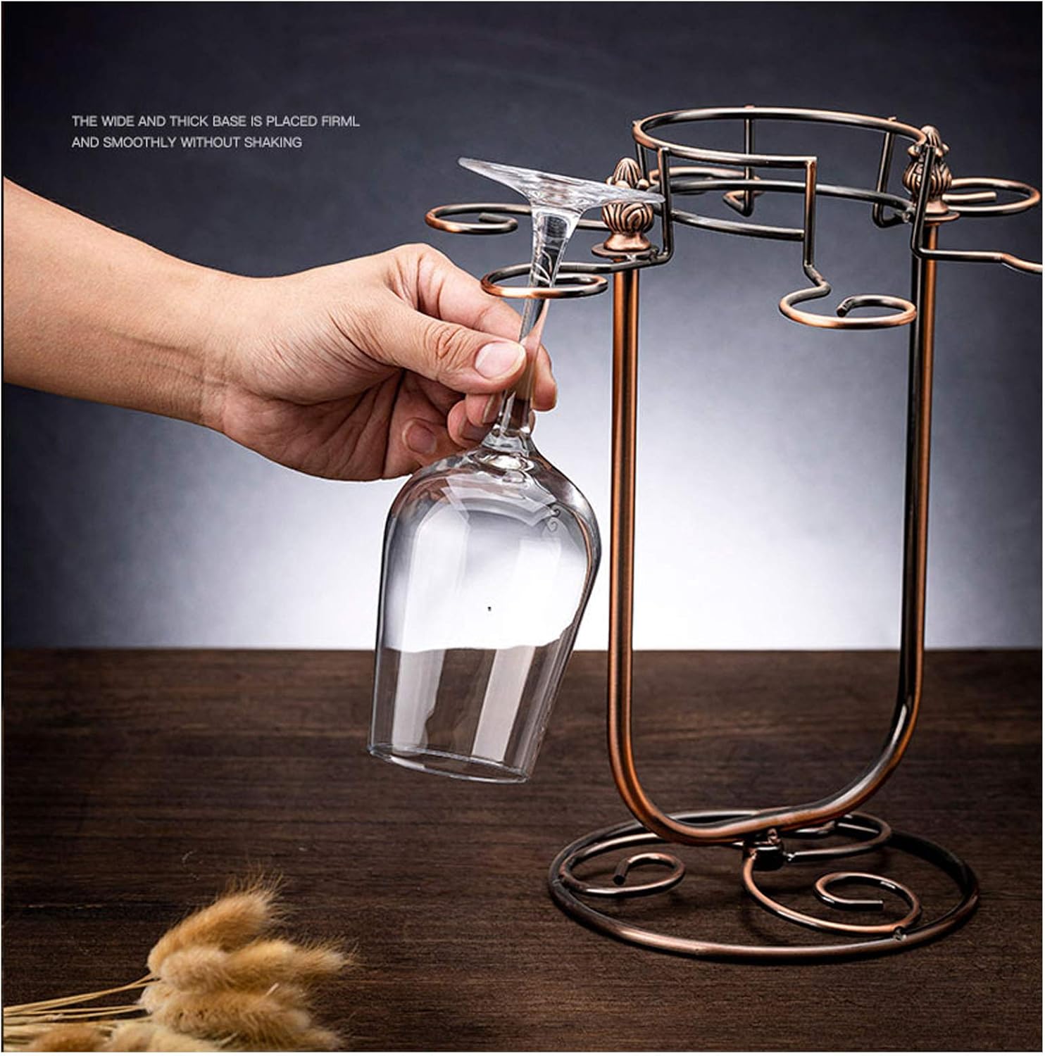 Premium Freestanding Wine Rack Holds 6 Glasses 1 Decanter