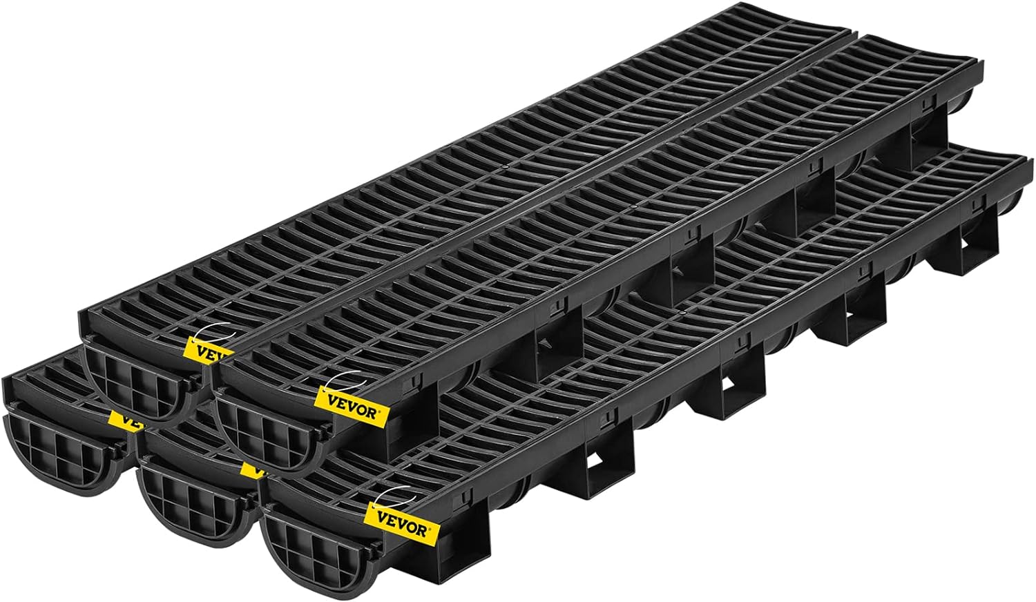 VEVOR HDPE Trench Drain System 57x31-Inch Black 5-Pack