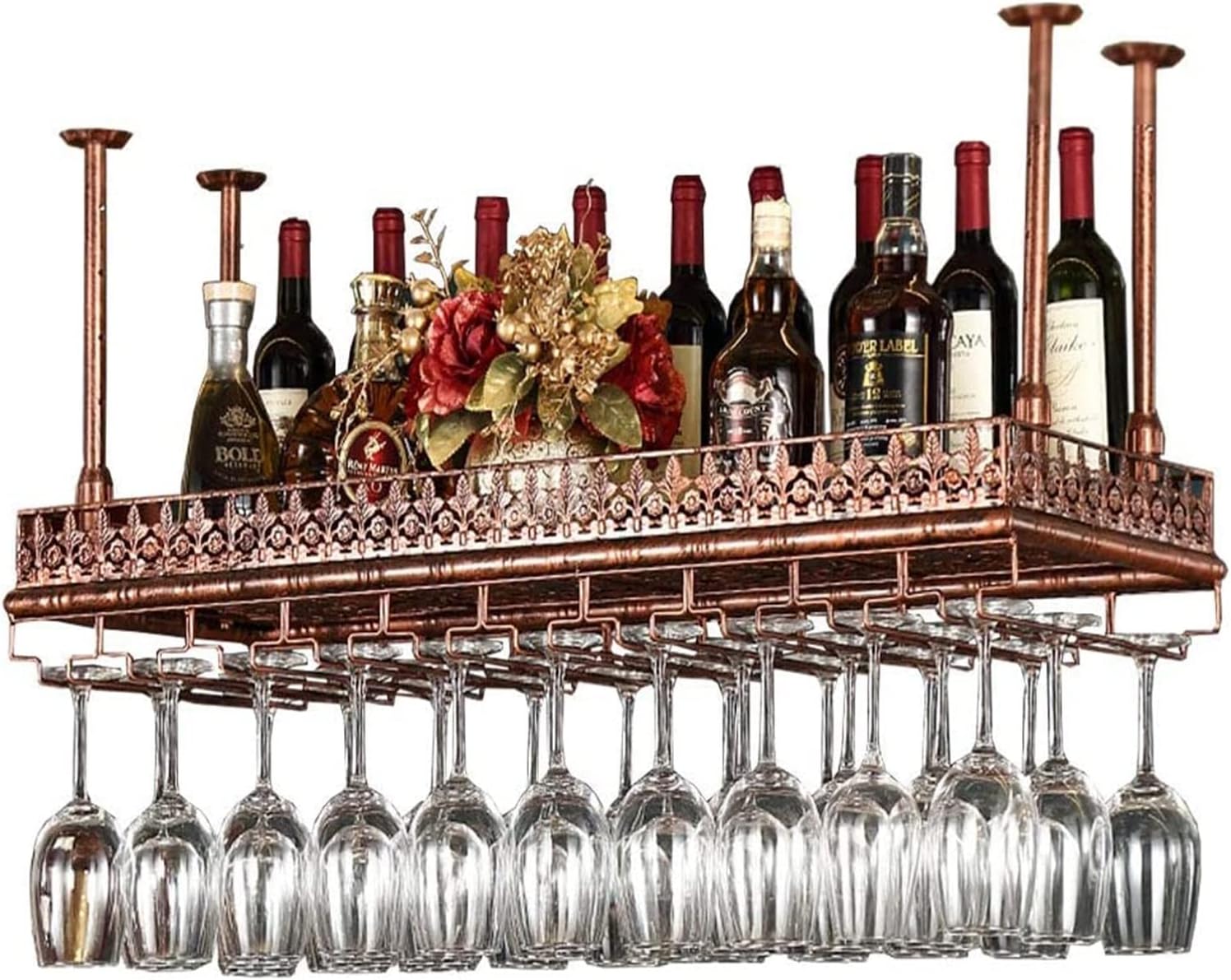 ALDEPO Bronze Industrial Wine Rack 48 Glass Storage
