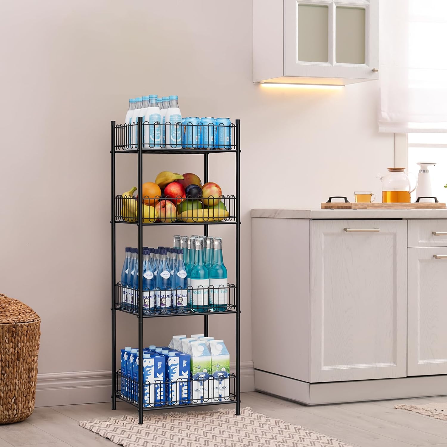 OYEAL 4-Tier Water Bottle Can Organizer for Kitchen Pantry