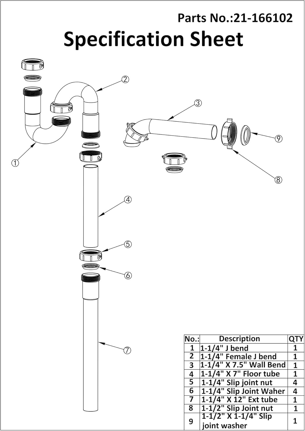 Variimage 1-14 Universal Sink Drain Repair Kit 1