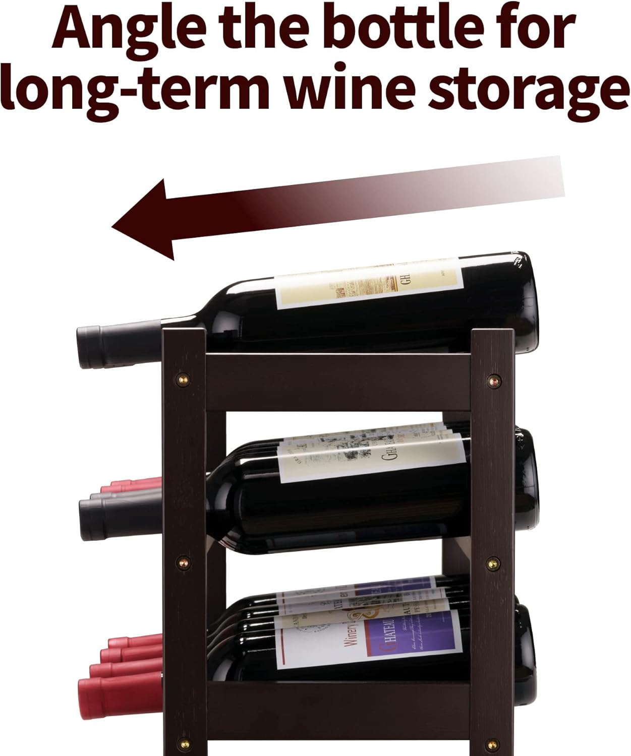 VASMIA Bamboo Wine Rack 3-Tier 12 Bottles Storage Cabinet Shelf