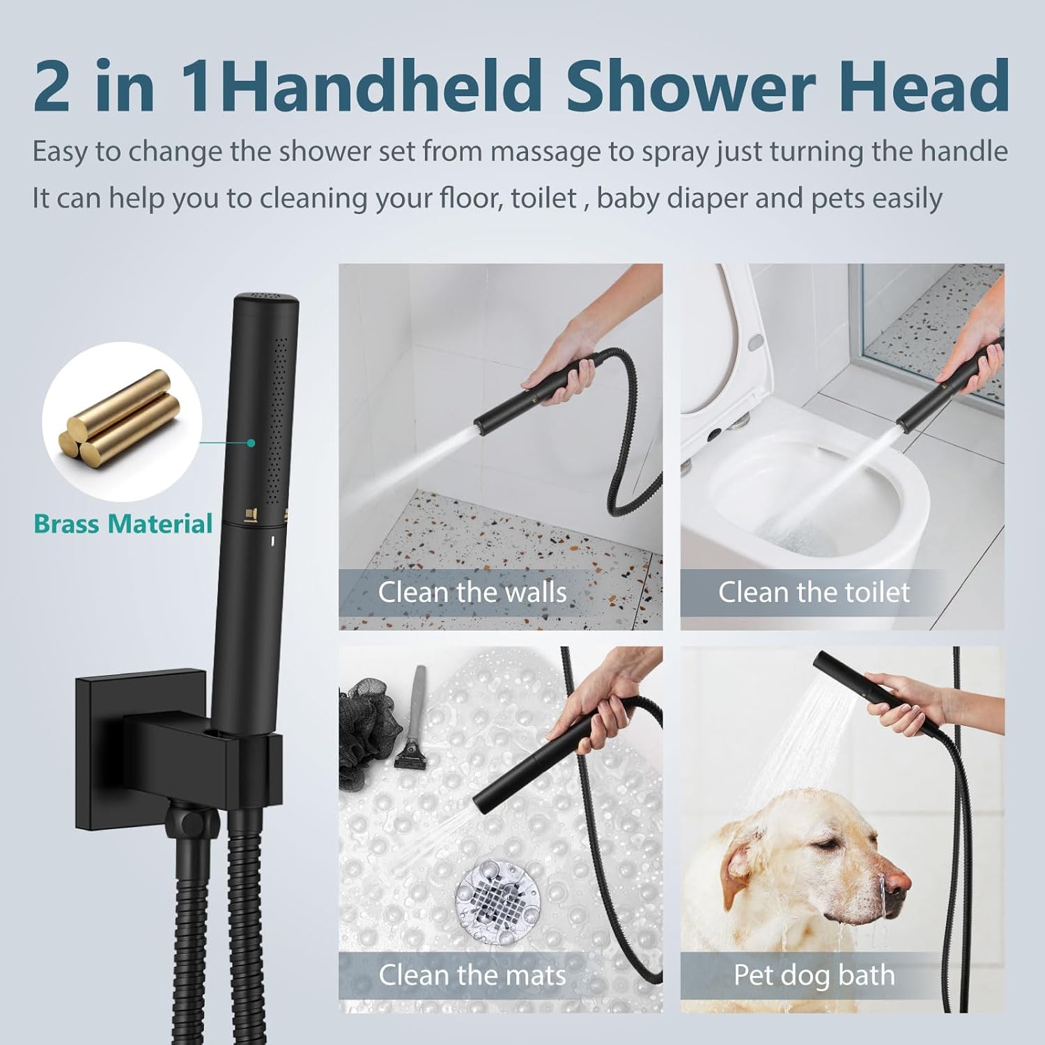 Aolemi Ceiling Mount Shower System with Rainfall Head and Handheld