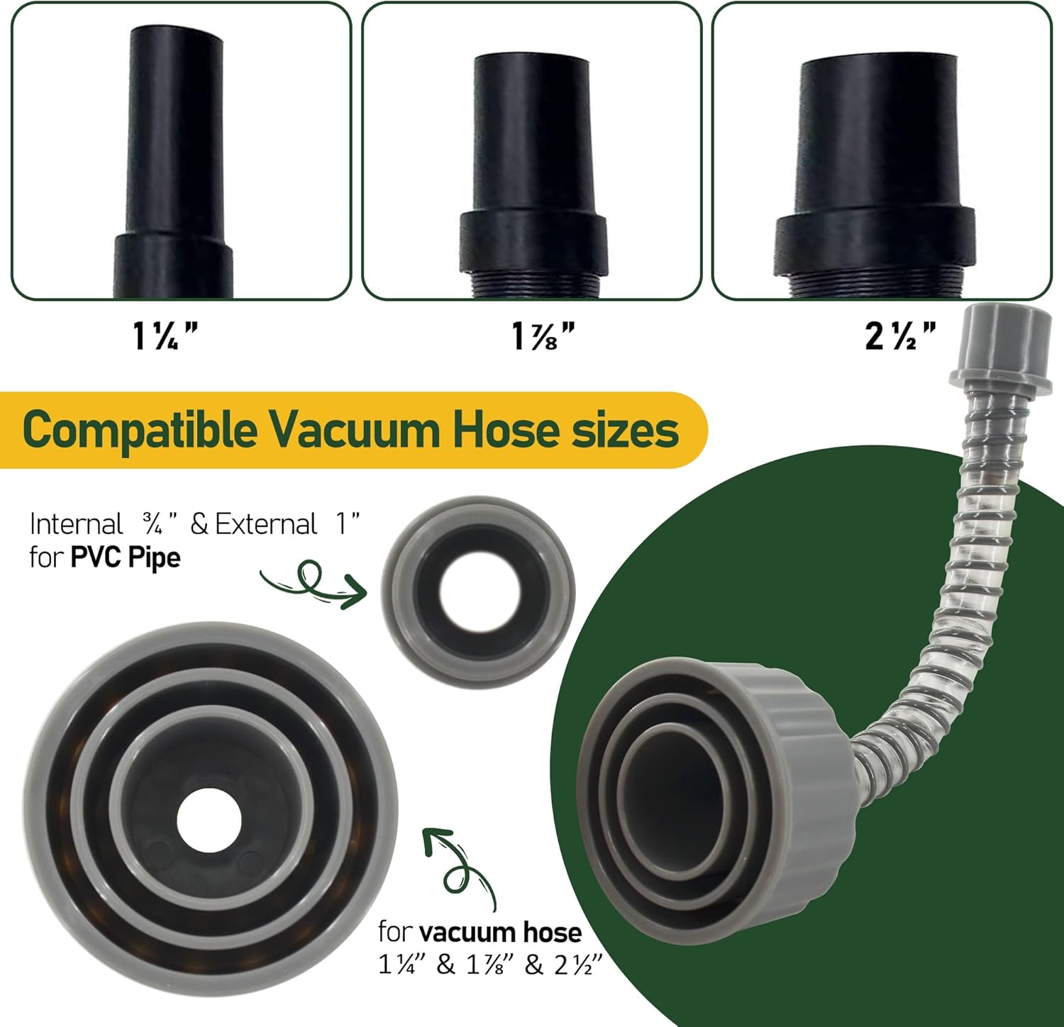 ZNTVW AC Drain Lines Cleaner Tool with Wet Vac Attachment Grey