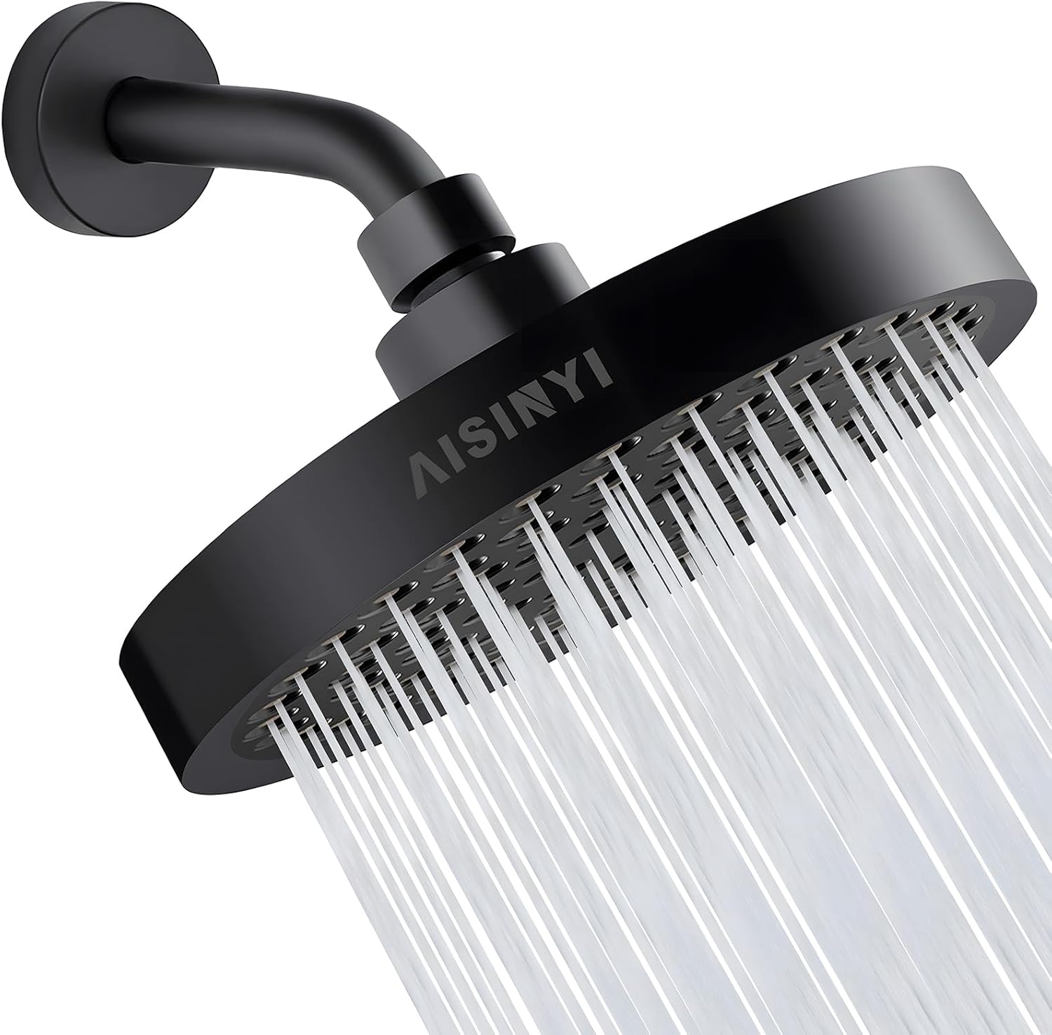 AISINYI 6 Inch Matte Black Rainfall Shower Head
