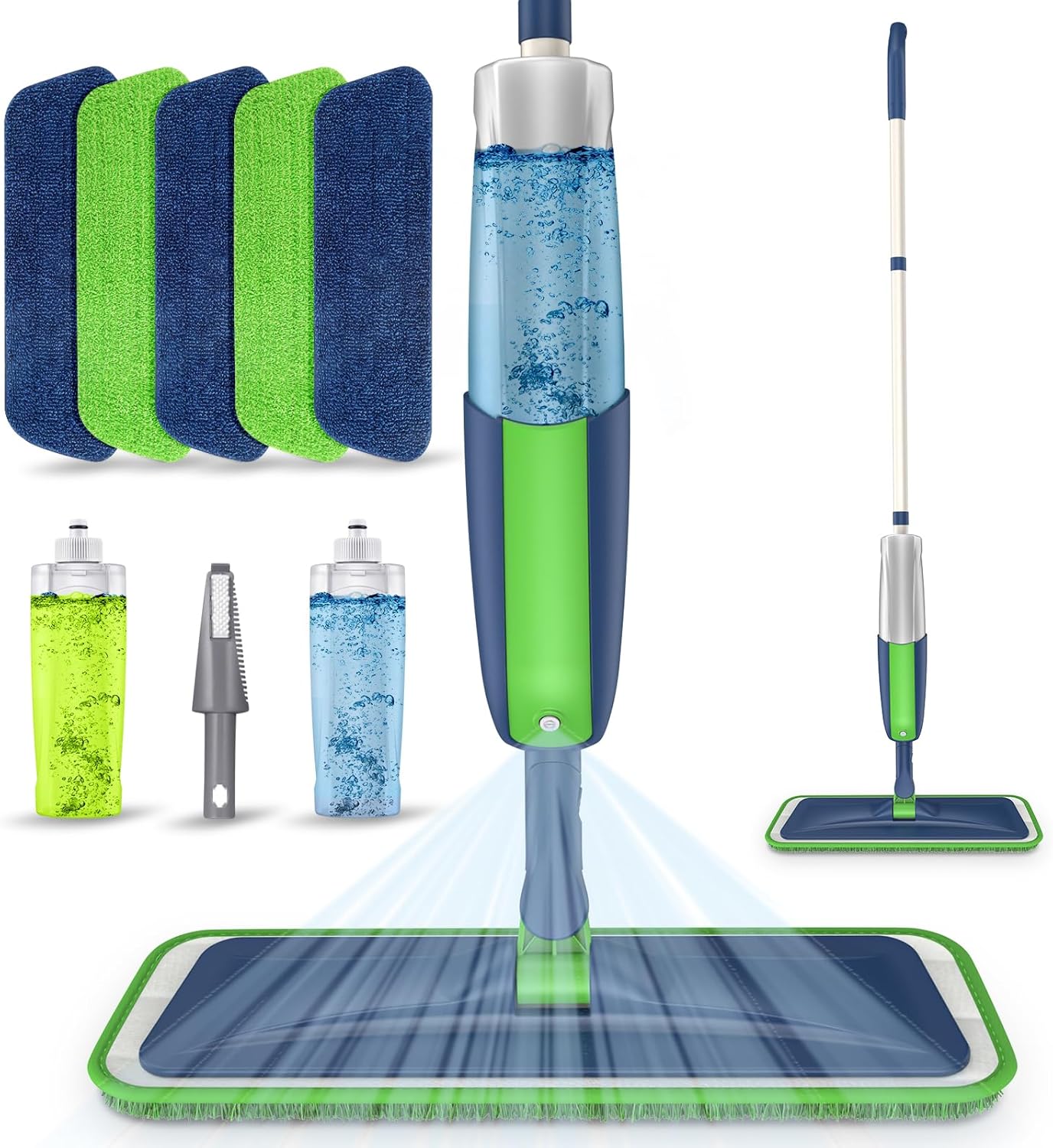Mexerris Wet Mop with 5X Washable Pads 2X Bottles