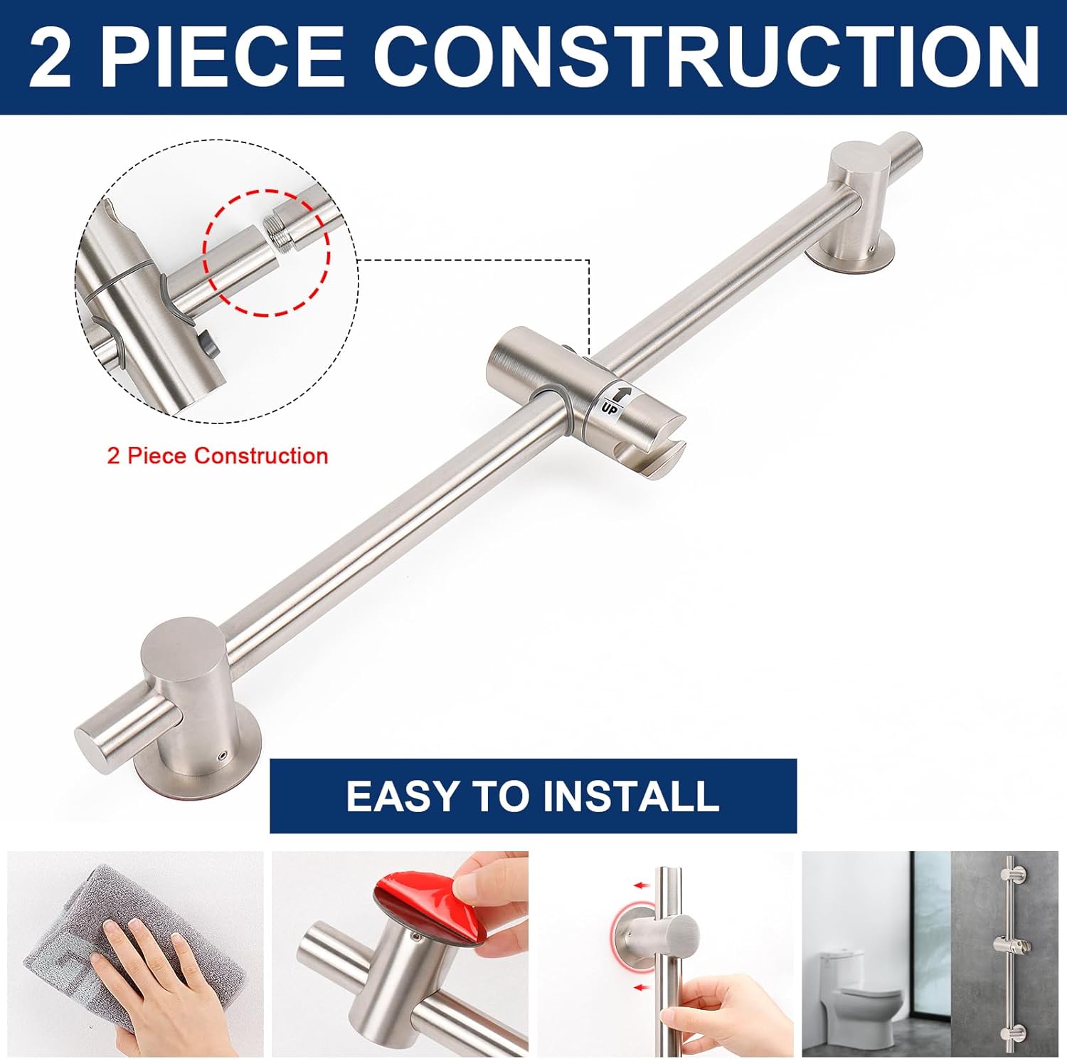 NearMoon Adjustable Shower Slide Bar with Handheld Holder