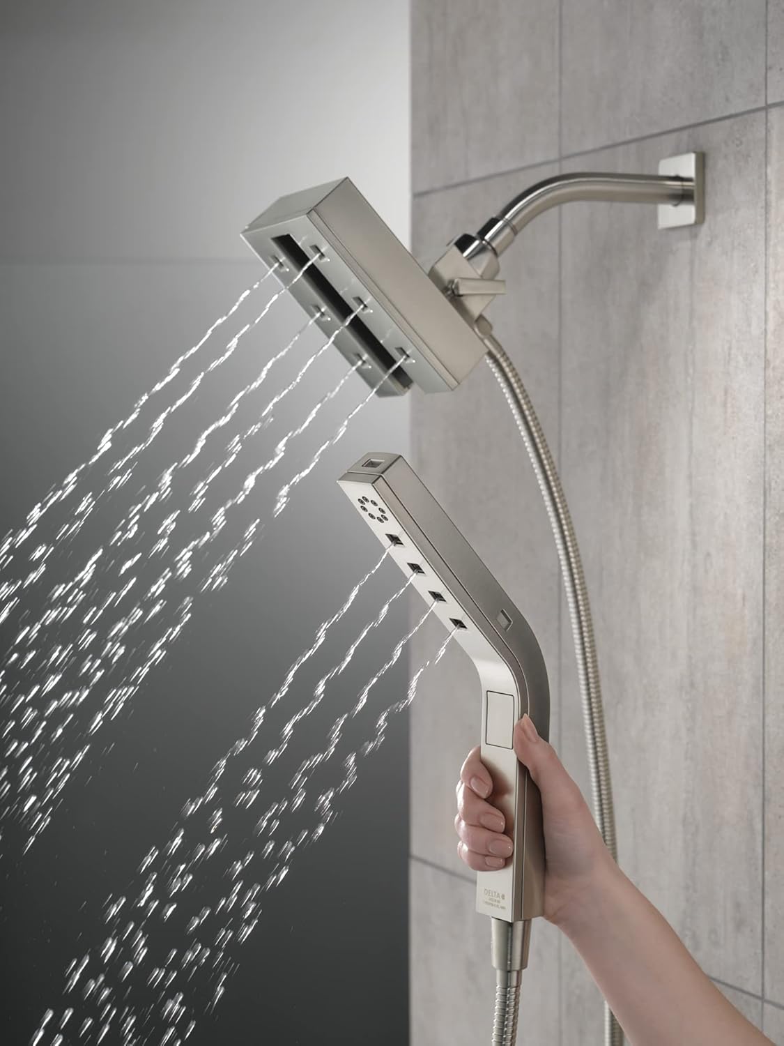 Delta 4-Spray Touch-Clean H2Okinetic In2ition 2-in-1 Shower Head