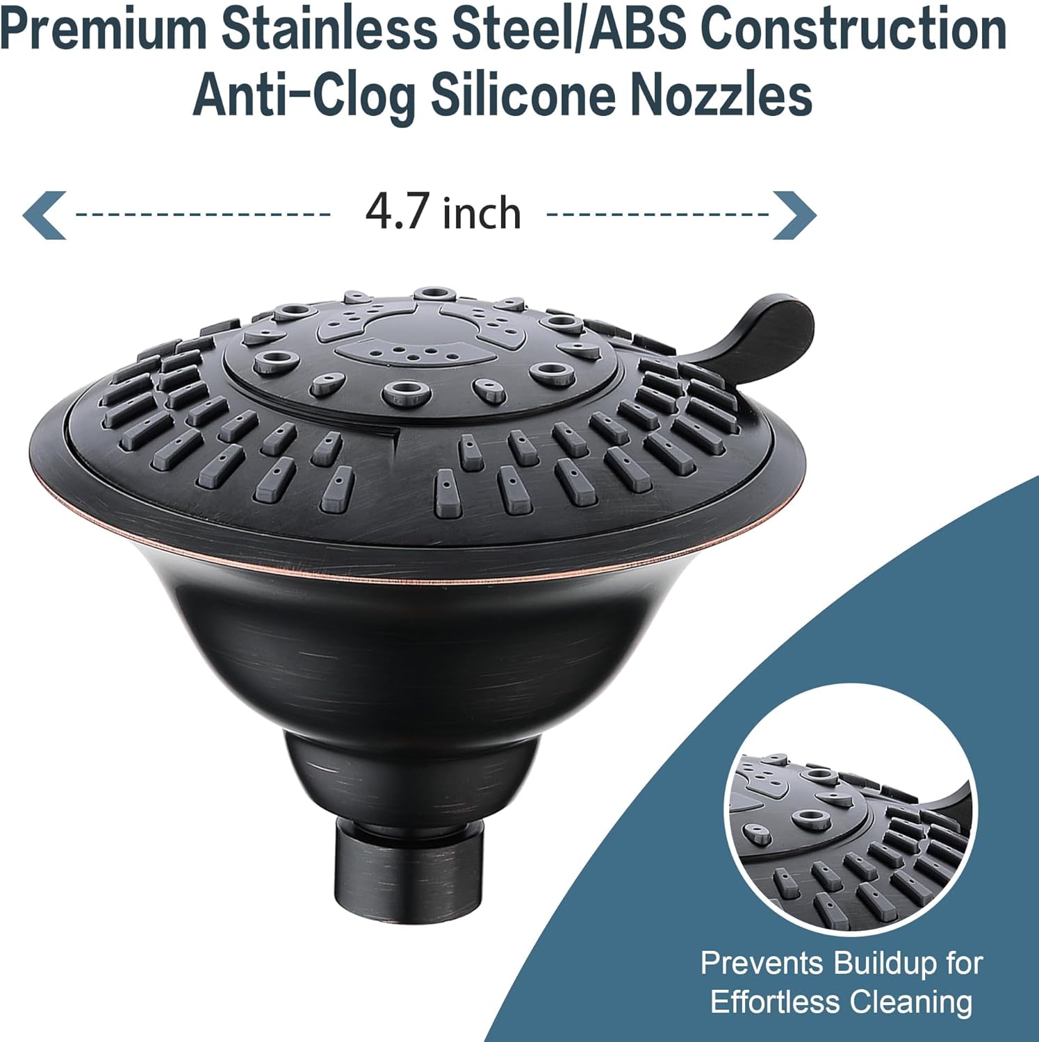 BRIGHT SHOWERS High Pressure Rain Showerhead with 5 Spray Settings