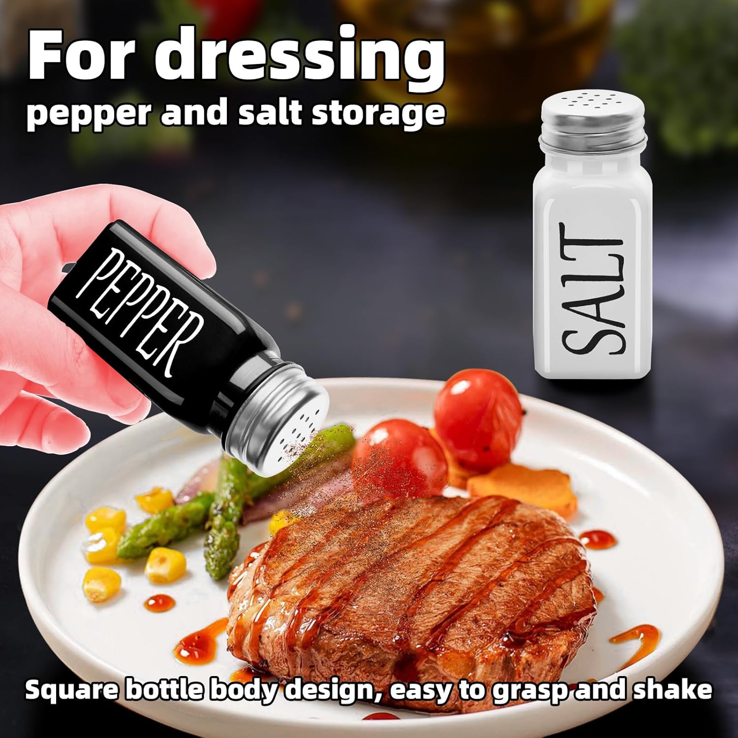 Cute Glass Salt Pepper Shakers Set 2pcs