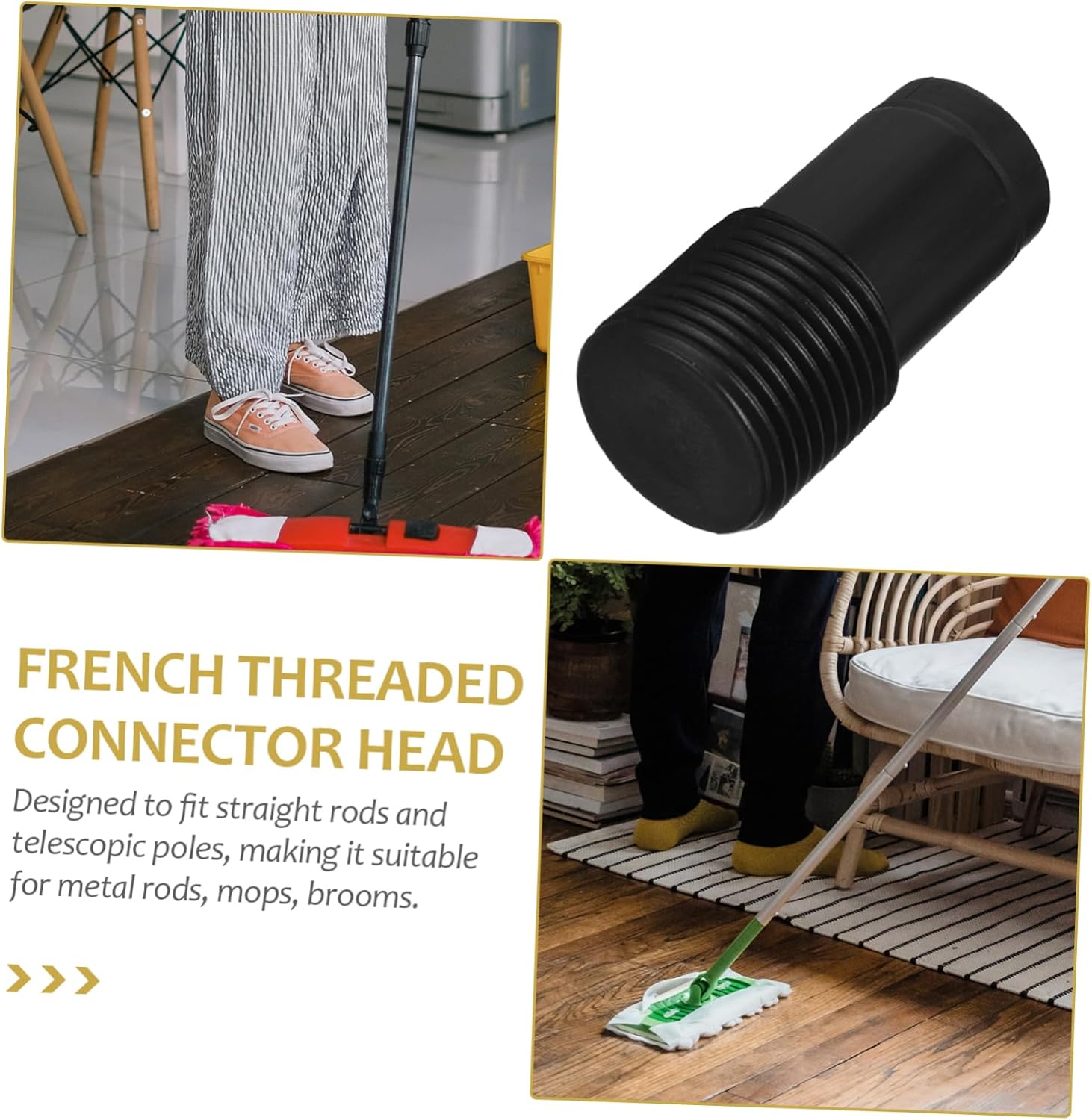 2pcs Plastic Threaded Broom Handle Adapter for Mops and Brushes