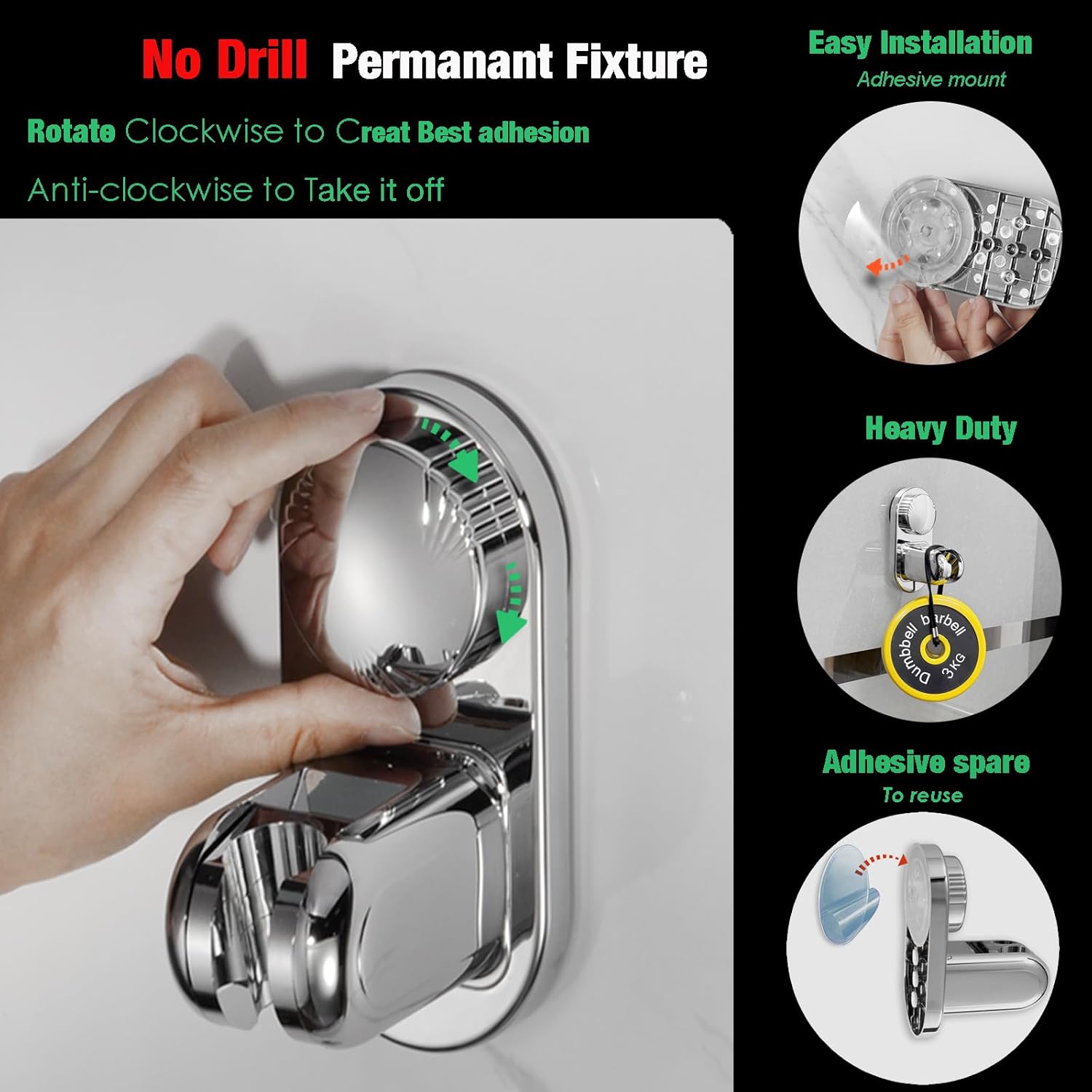 RIVOODS Handheld Shower Head Holder 5 Positions Adjustable