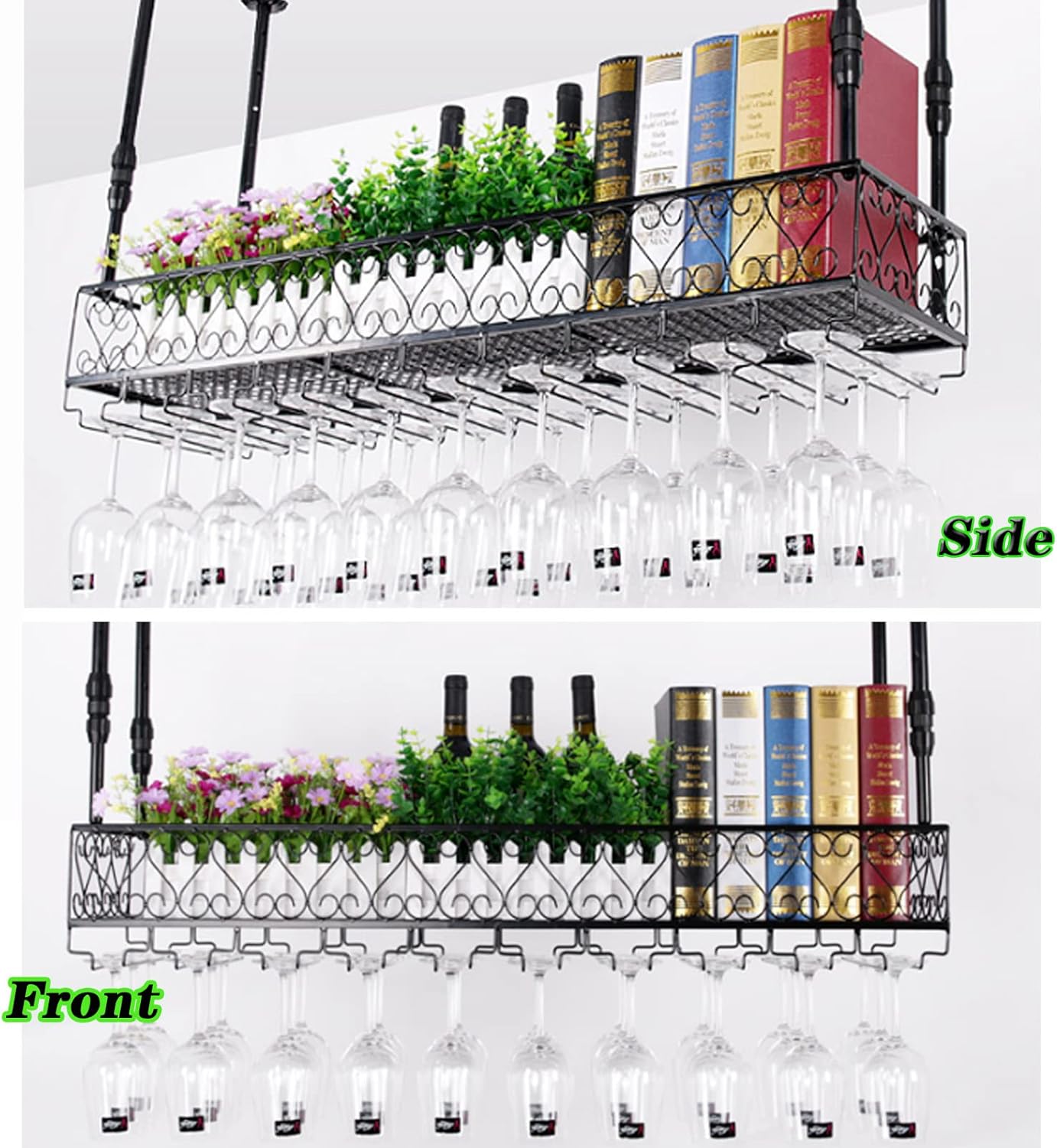 Industrial Black Metal Wine Racks with Adjustable Height