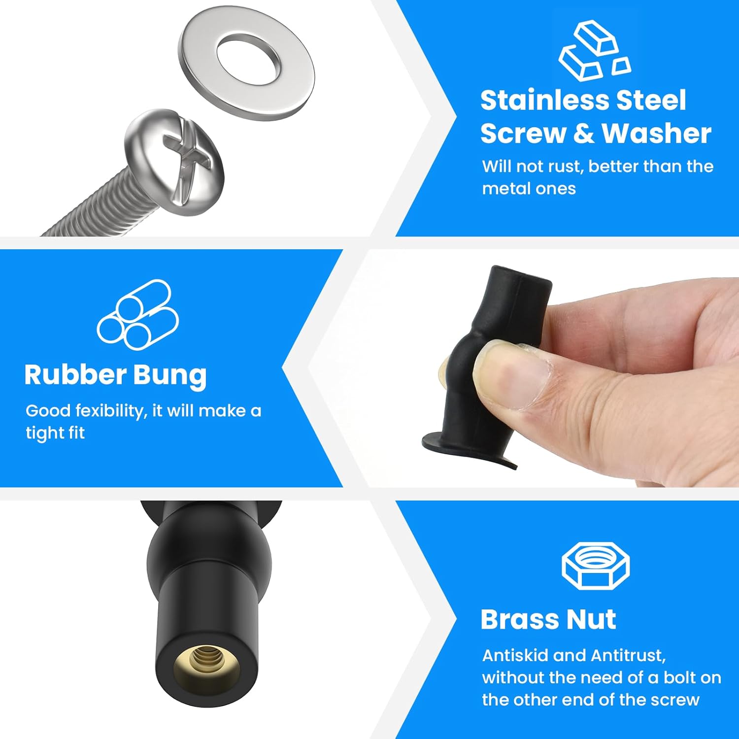 SDTC Tech 6 Pack Toilet Seat Hinge Screws