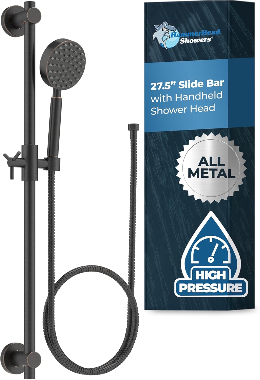 HammerHead Showers All Metal 275 Inch Slide Bar Set with Handheld Shower Head