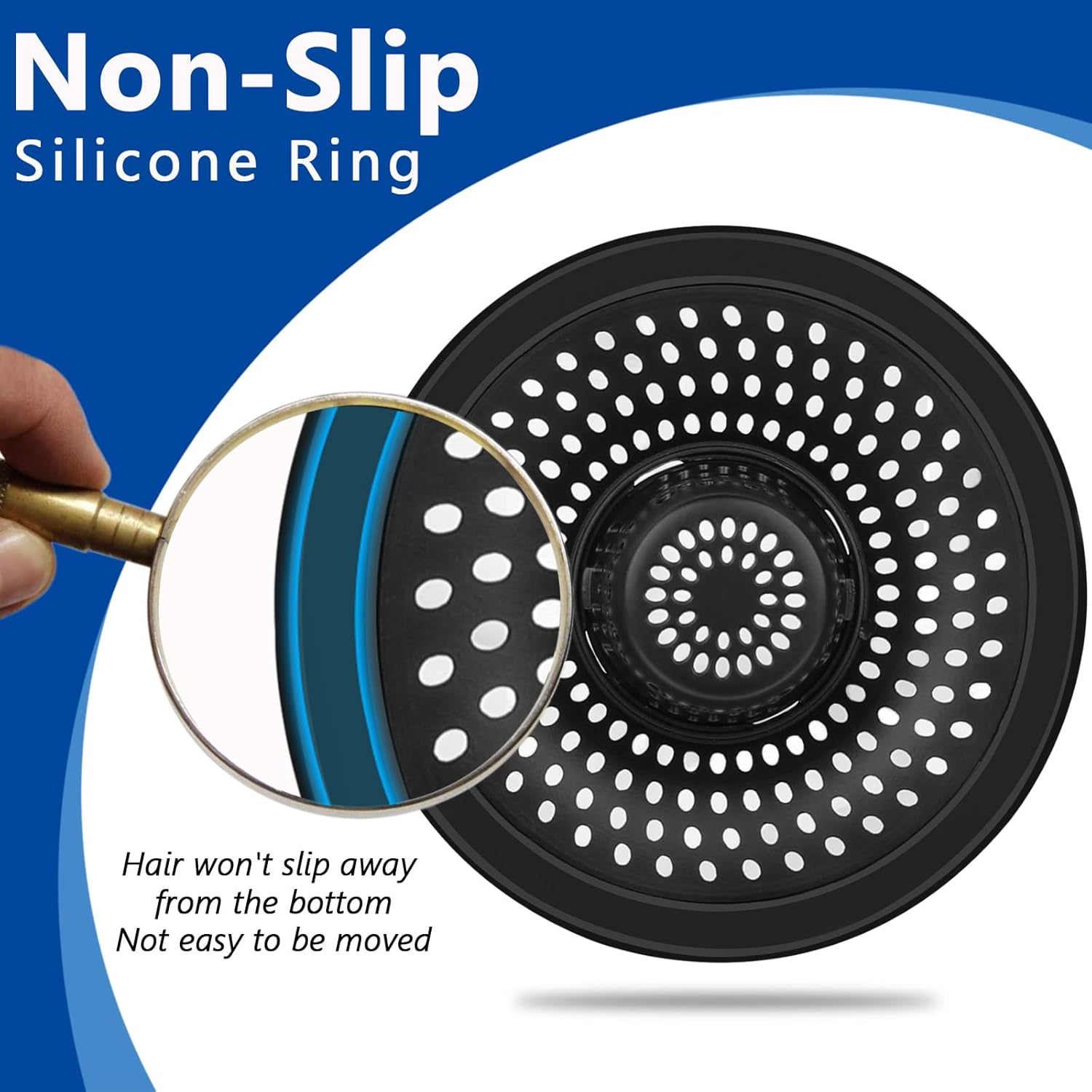 MFTEK Drain Hair Catcher Black Stainless Steel 1