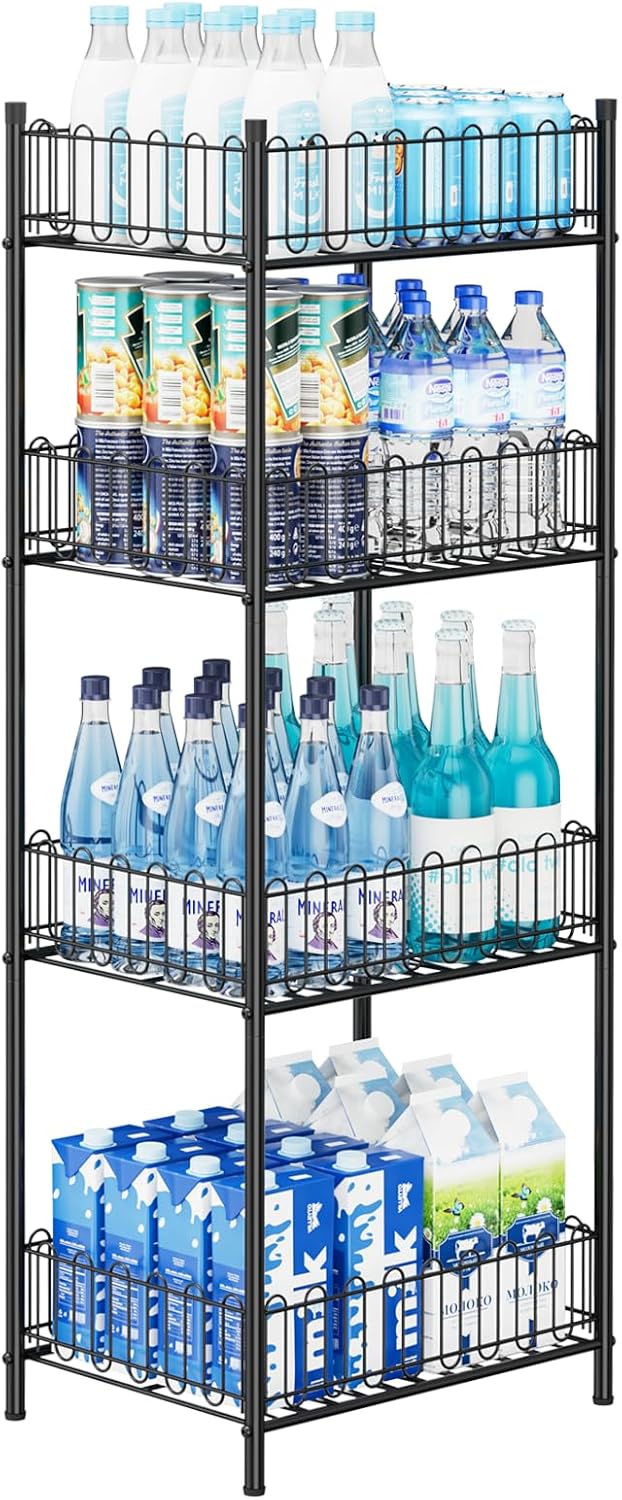 OYEAL 4-Tier Water Bottle Can Organizer for Kitchen Pantry