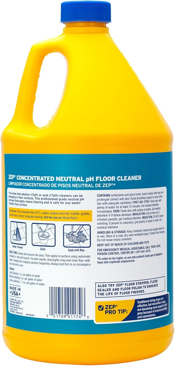Zep Neutral pH Floor Cleaner 1 Gallon Case of 4 1